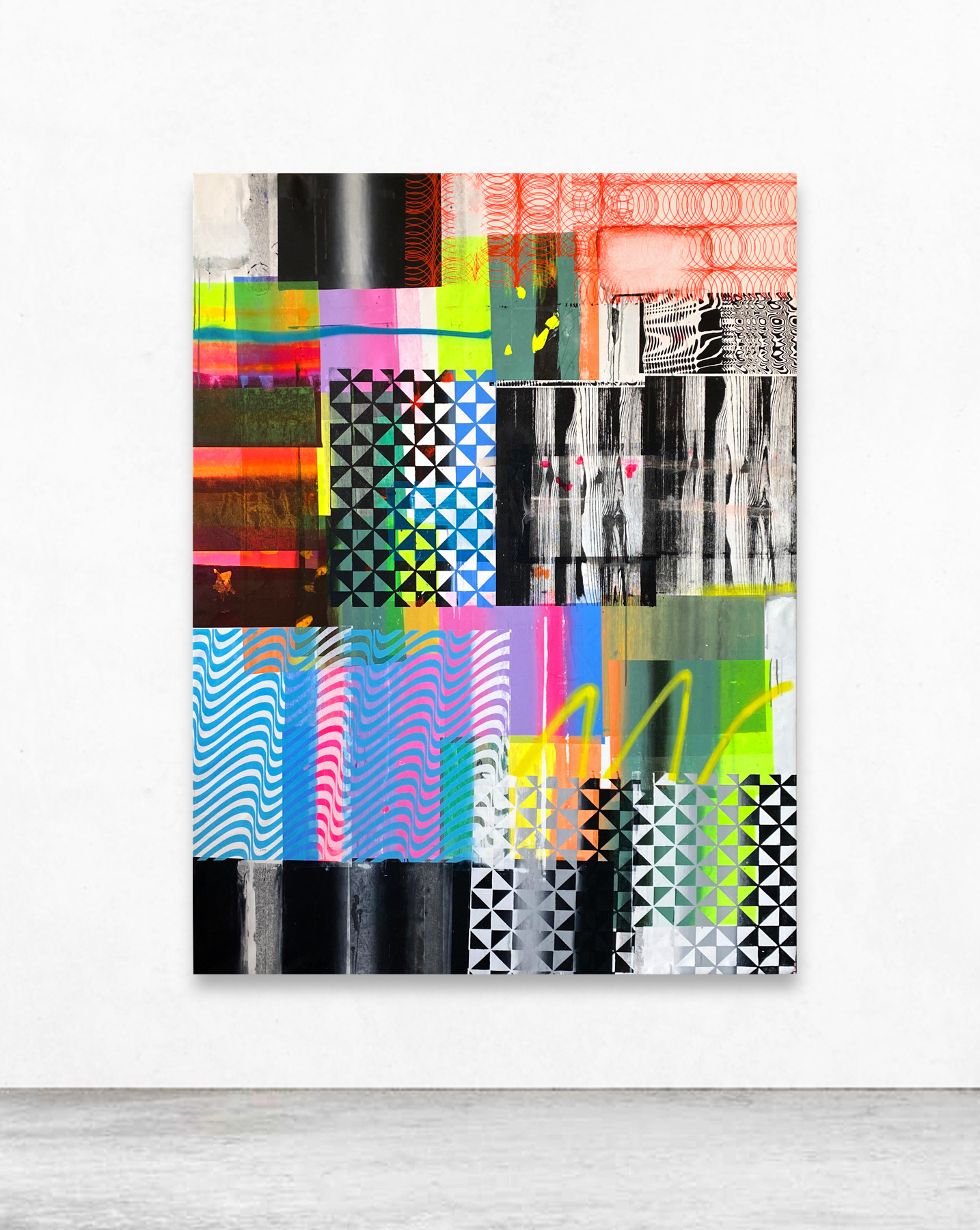 blank card 04-I just want to talk about how to fix a motorcycle, screen-print and mixed media on canvas, 200 x 150 cm, 2020