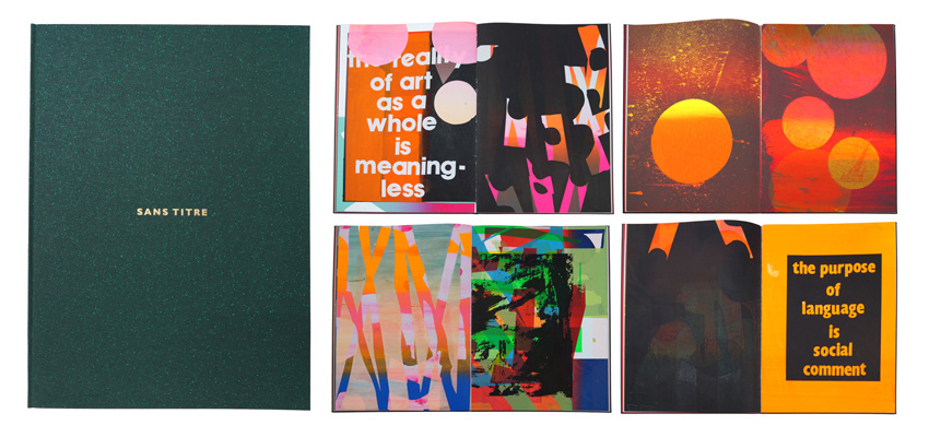 Sans Titre, hard cover with gold embossing, 33 x 46 cm, 32 pages, 2015. Collection: Indiana University-Purdue, IUPUI 