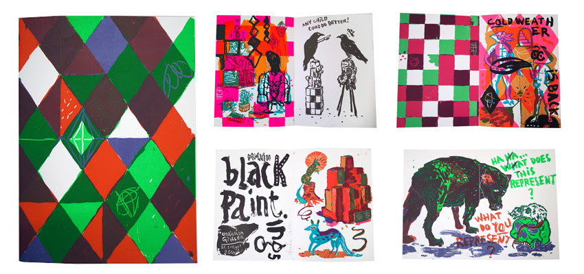 Black Paintings, Screen printed on heavy white paper, 29,7 x 21 cm, 16 pages incl. cover, edition of 100 ex, 2013