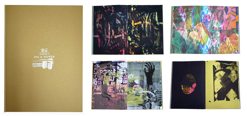 Chapter 06 - Pig & Pepper, hard cover with silver embossing, 46 x 33 cm, 32 pages. Collection: University of Connecticut, USA  