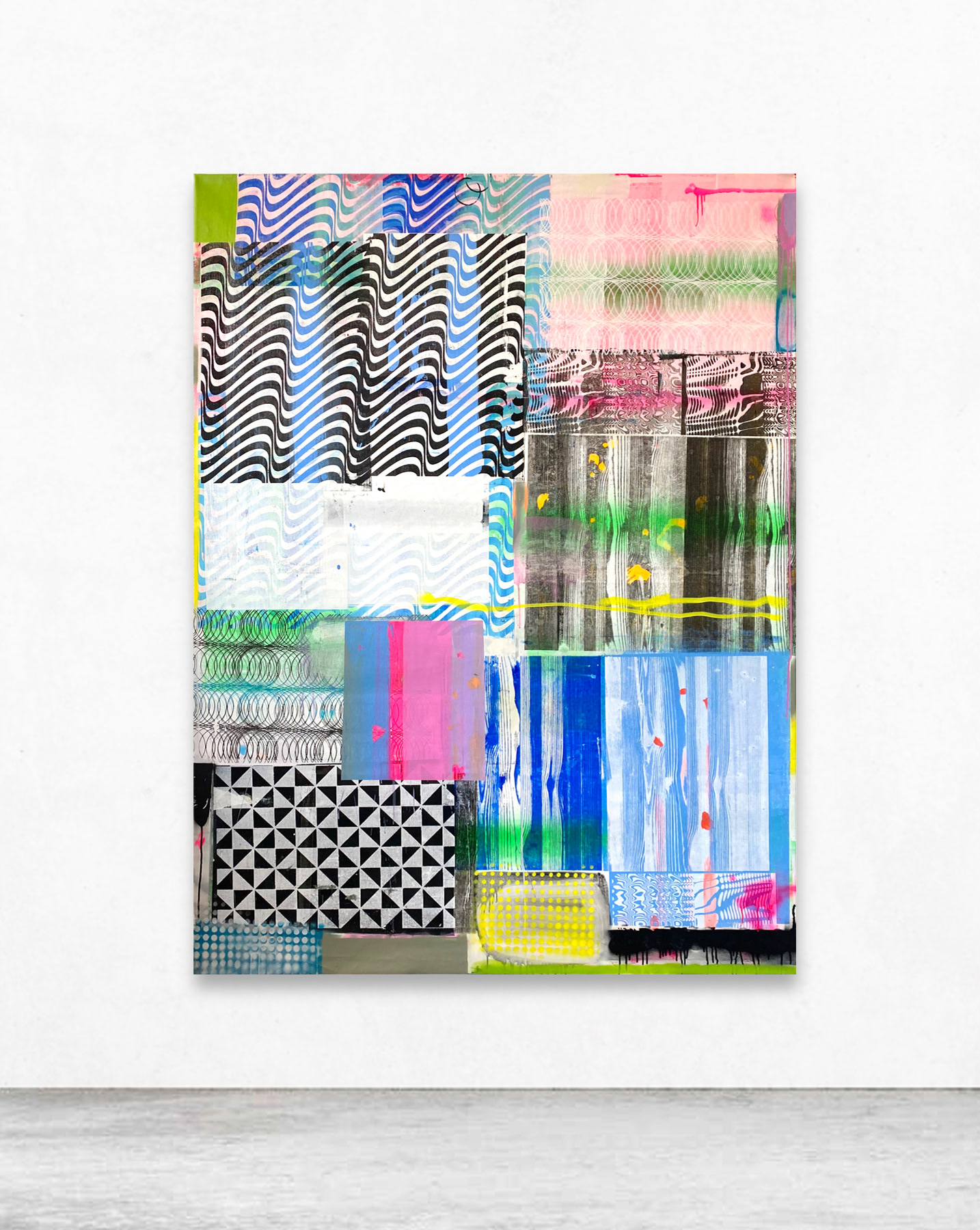 blank card 06-c'était l'hiver et il faisait nuit, screen-print and mixed media on canvas, 200 x 150 cm, 2020