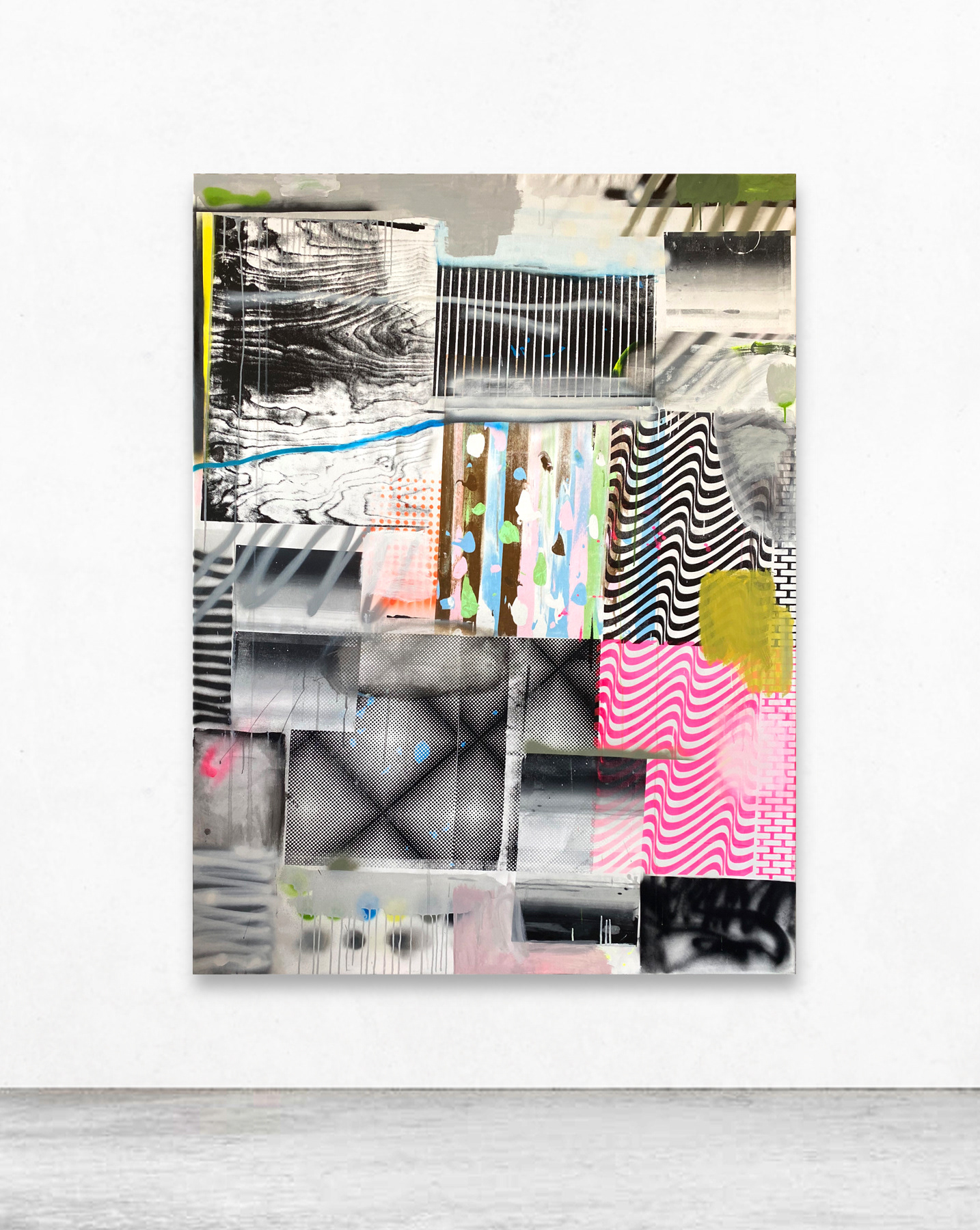 blank card 14-à d'autres l'univers paraît honnête, screen-print and mixed media on canvas, 200 x 150 cm, 2020