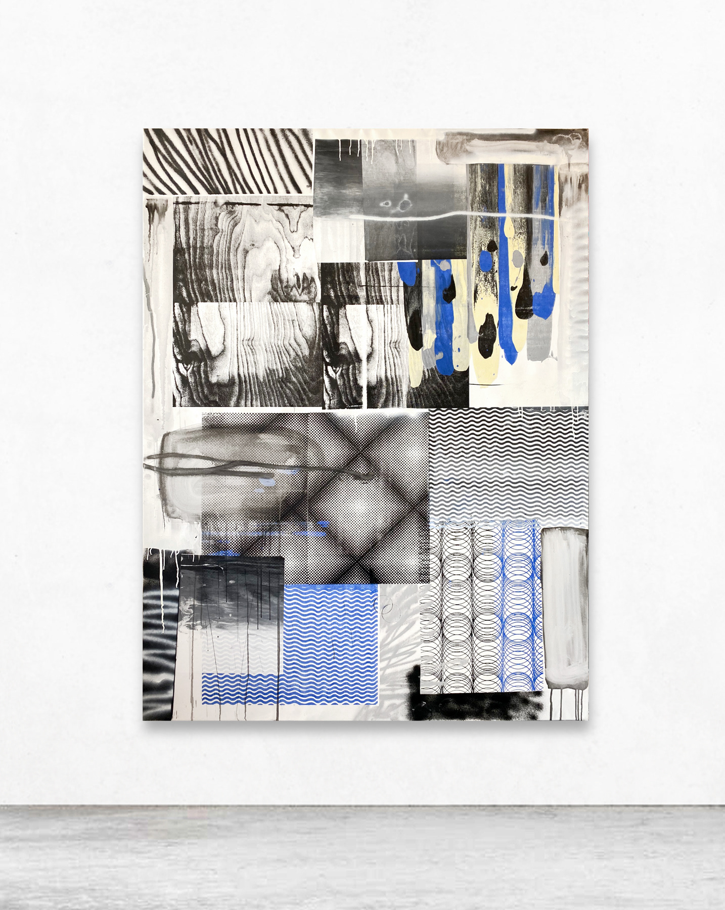 blank card 01-be kind, screen-print and mixed media on canvas, 200 x 150 cm, 2020