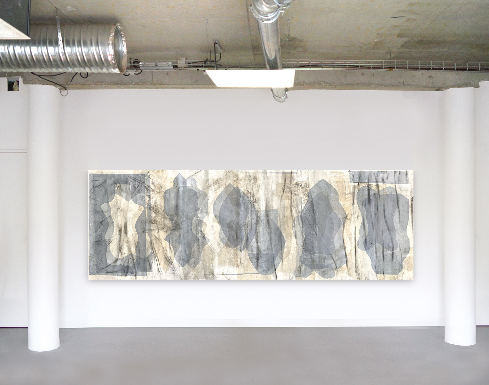 YXLAN 01, natural dyes screen-printed on canvas, 100 x 300 cm, 2024