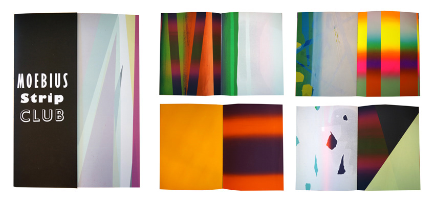 Moebius Strip Club, Screen printed on white and coloured paper, 24 pages + cover, edition of 30 ex, 46 x 33 cm, 2015