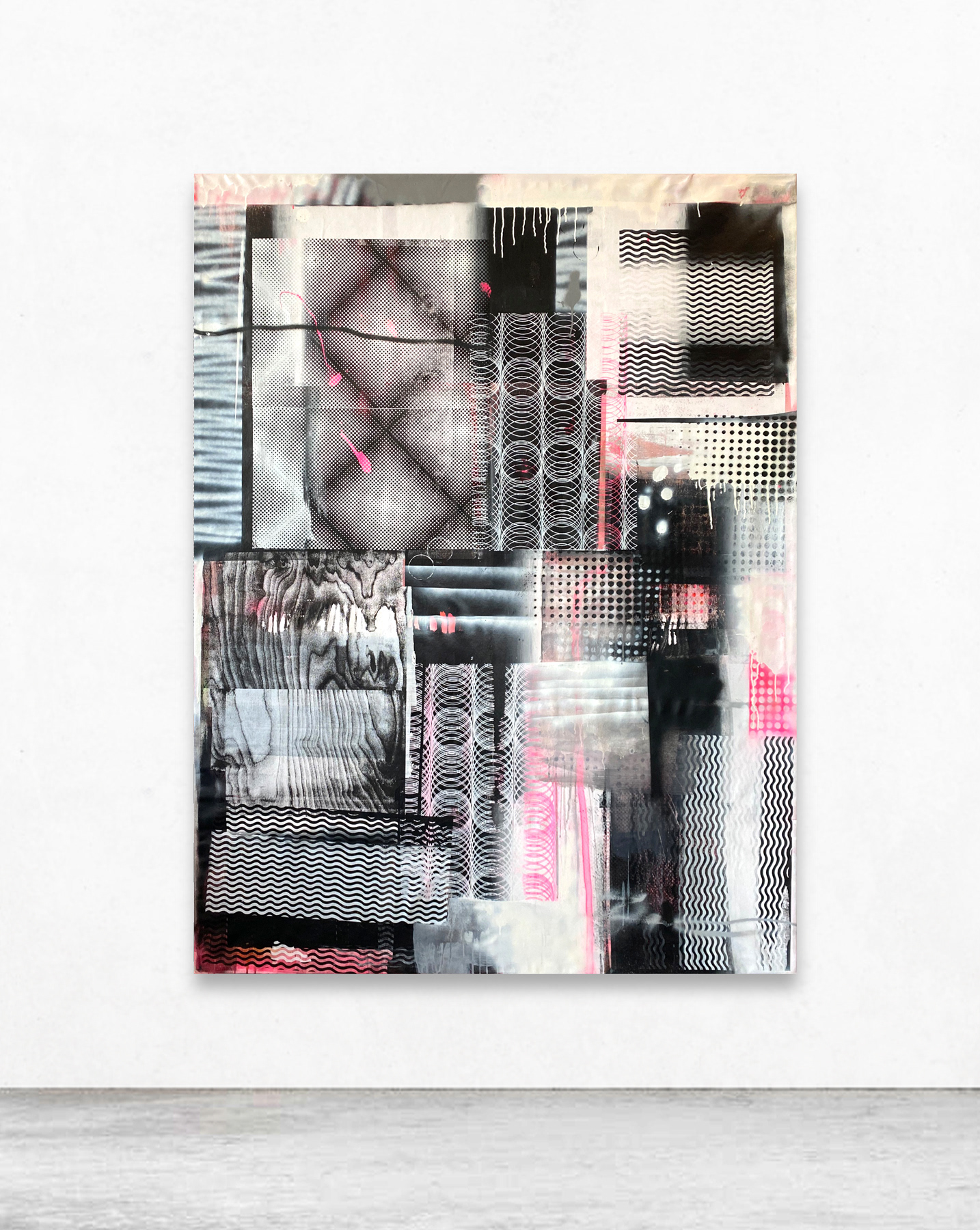 blank card 11-I want to undress you, vulgarize you a bit, screen-print and mixed media on canvas, 200 x 150 cm, 2020