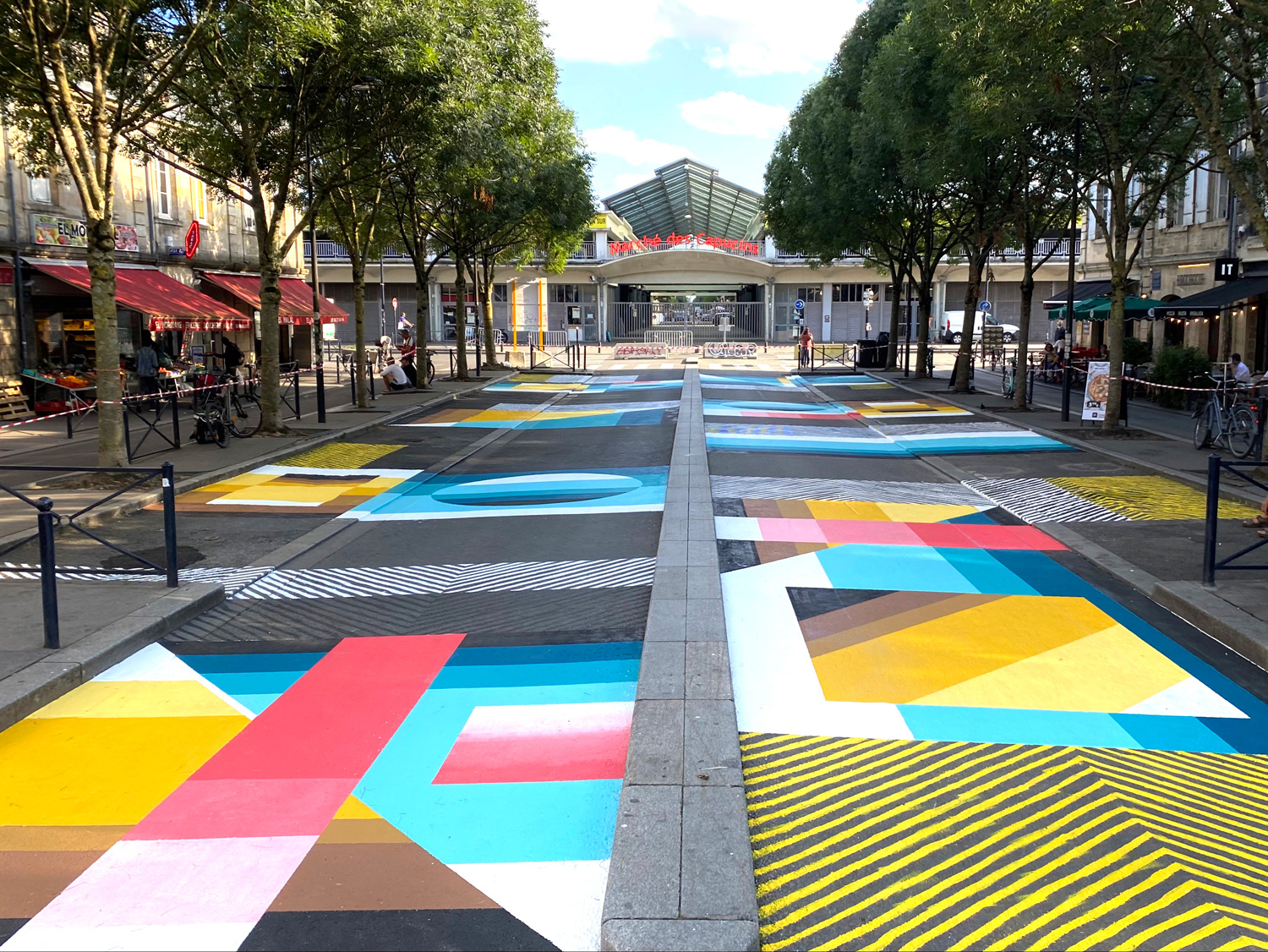 Place des Capucins, 2021, 40 x 10 m, spray - and road paint, public art (Zebra3 & Saison Culturelle Bordeaux), Bordeaux, France