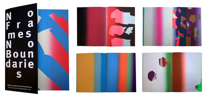 No Frames no Boundaries, Screen printed on white paper, 20 pages + cover, edition of 25 ex, 40 x 30 cm, 2013