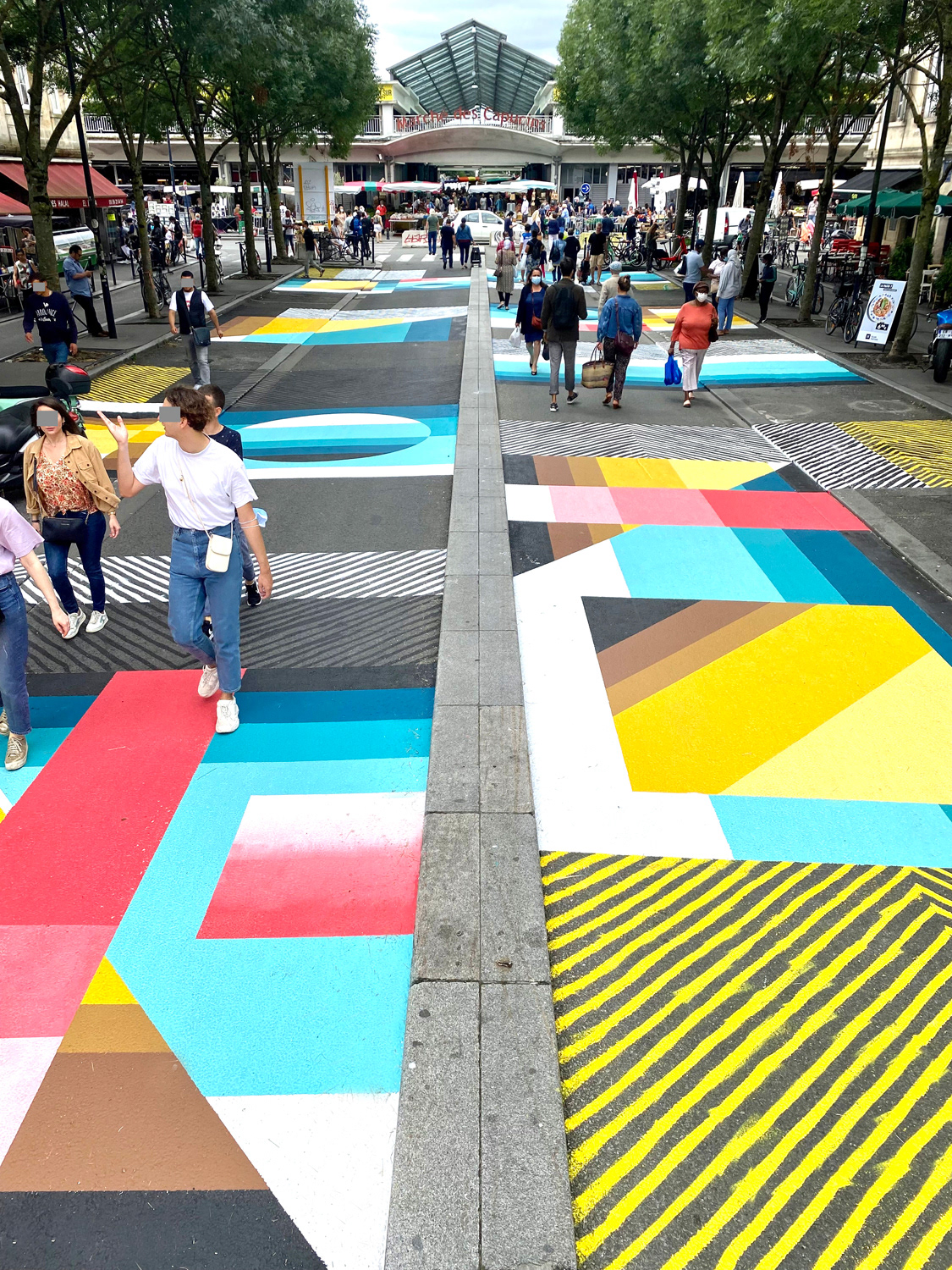 Place des Capucins, 2021, 40 x 10 m, spray - and road paint, public art (Zebra3 & Saison Culturelle Bordeaux), Bordeaux, France