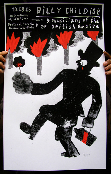 Billy Childish concert poster for Berlin 2006