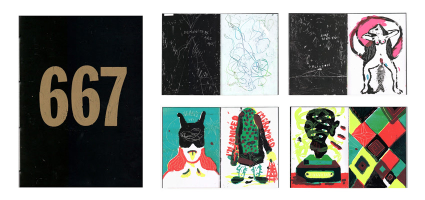 667, Screen printed, 4 - 5 colours on white heavy paper, 20 pages incl. cover, 16 x 22 cm, edition of 90 ex, 2012