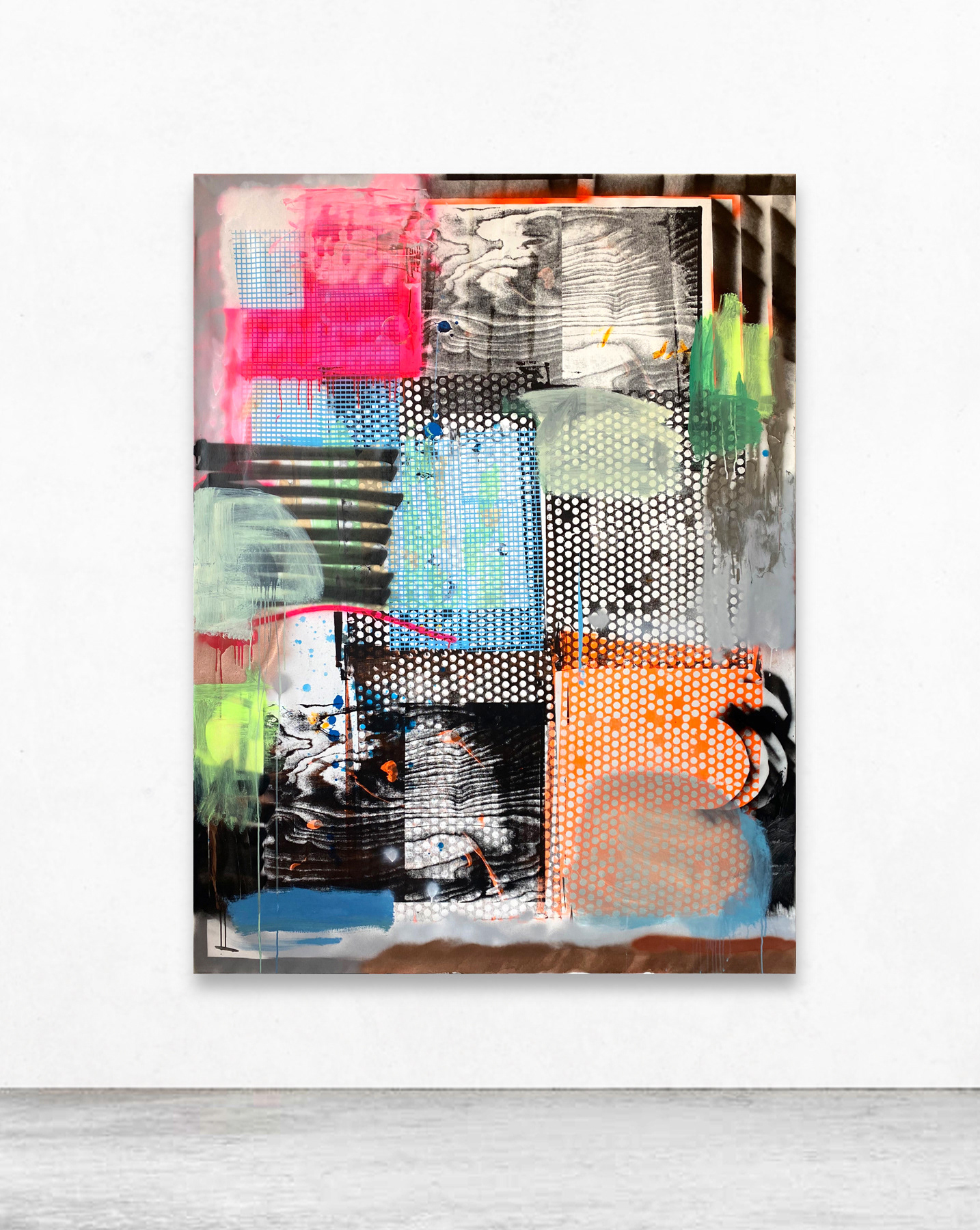 blank card 09-I can see the sun, but even if I cannot see the sun, I know that it exists, screen-print and mixed media on canvas, 200 x 150 cm, 2020