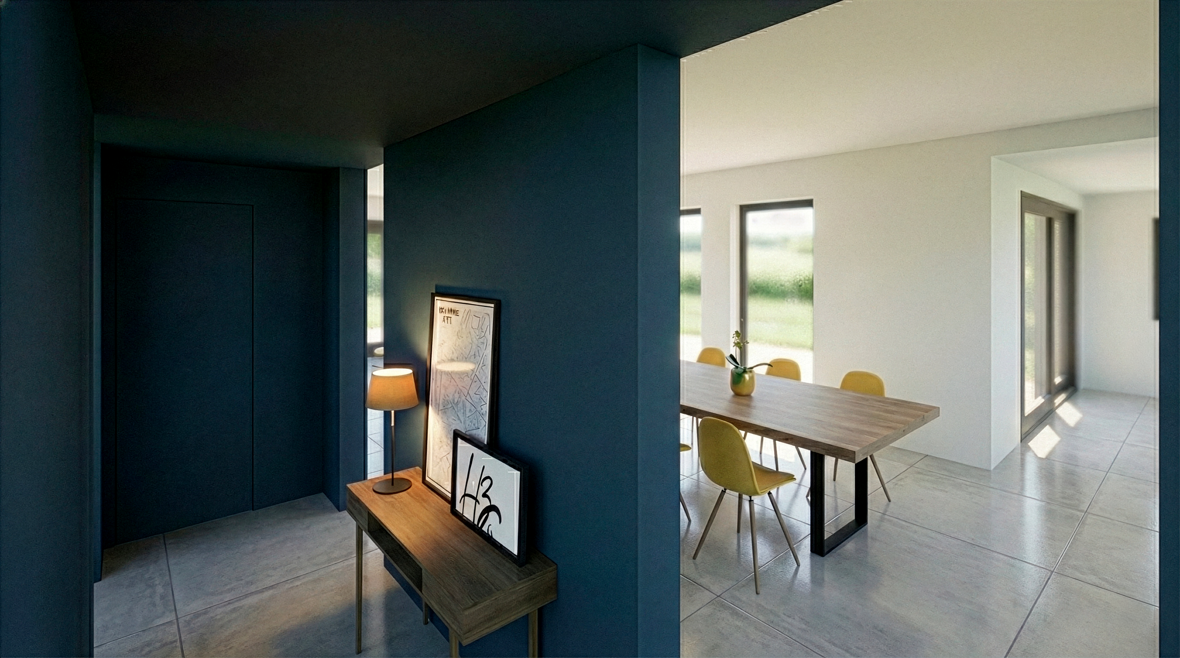 Vue intérieure du hall vers le séjour