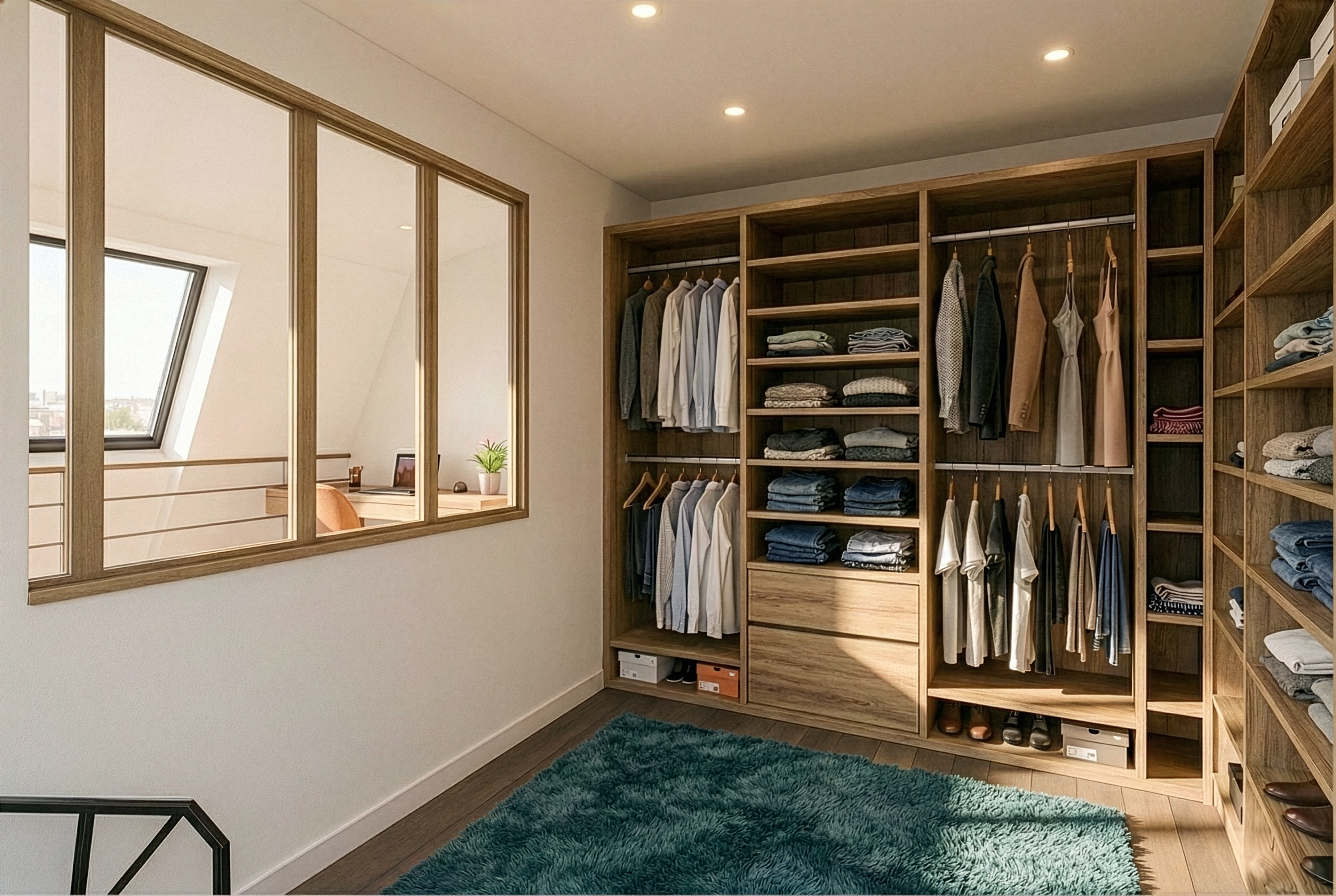 Dressing sous combles avec verrière