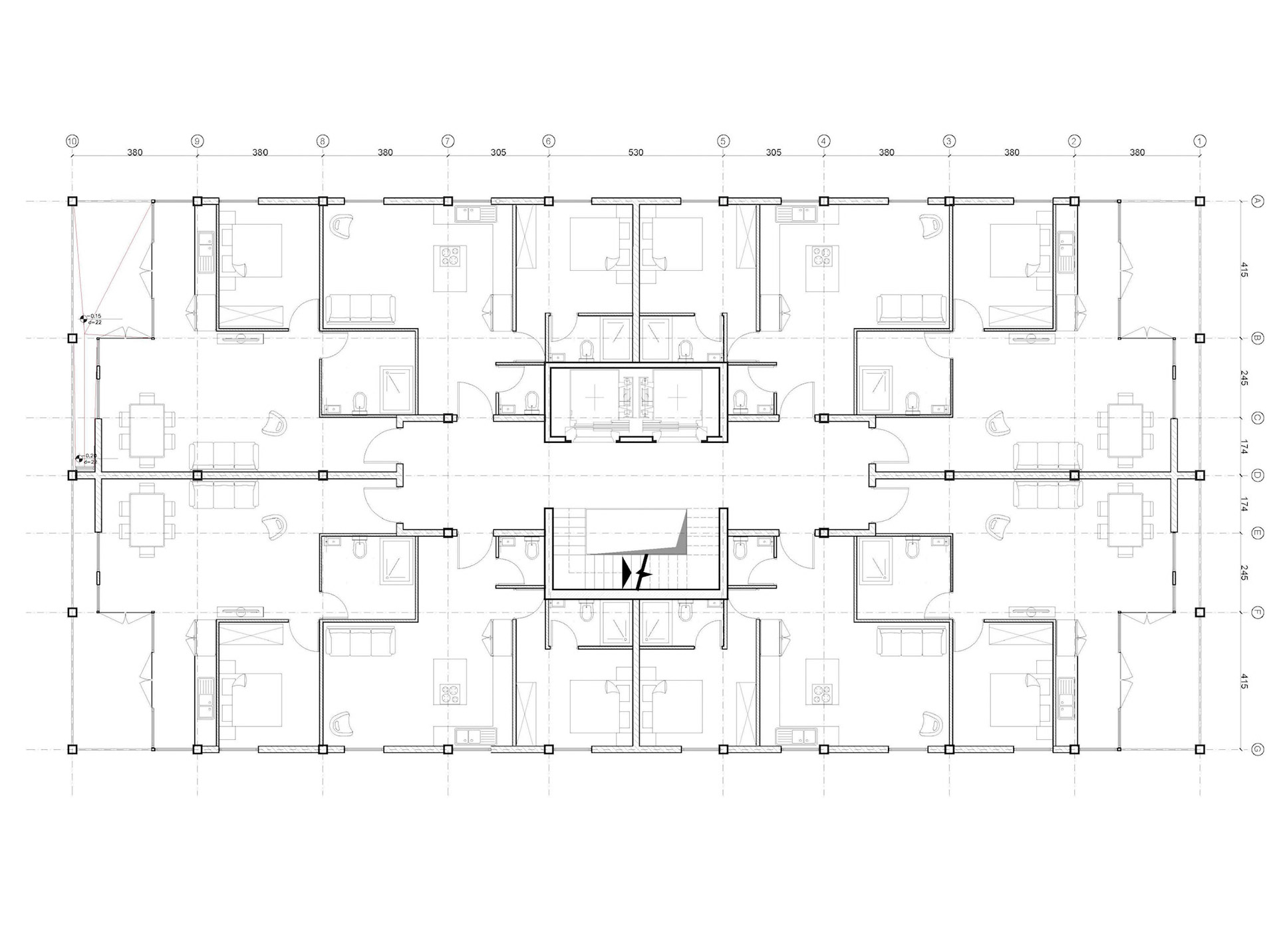 Typical floor - residential - 8 apartments