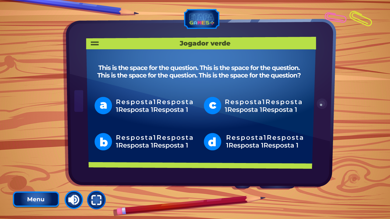 Tela onde o jogador responde a pergunta que esta na casa