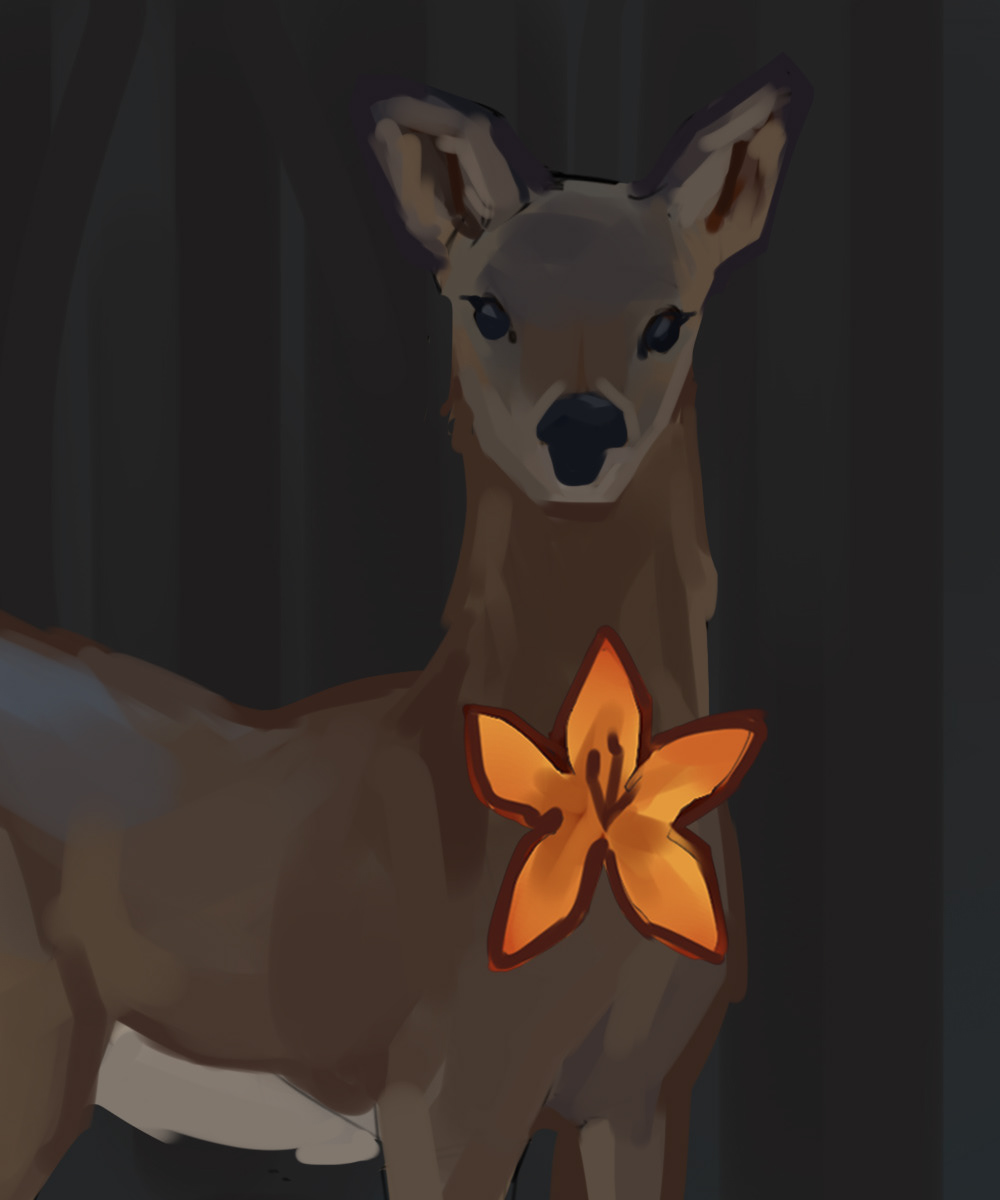 Deer Painting with Flower