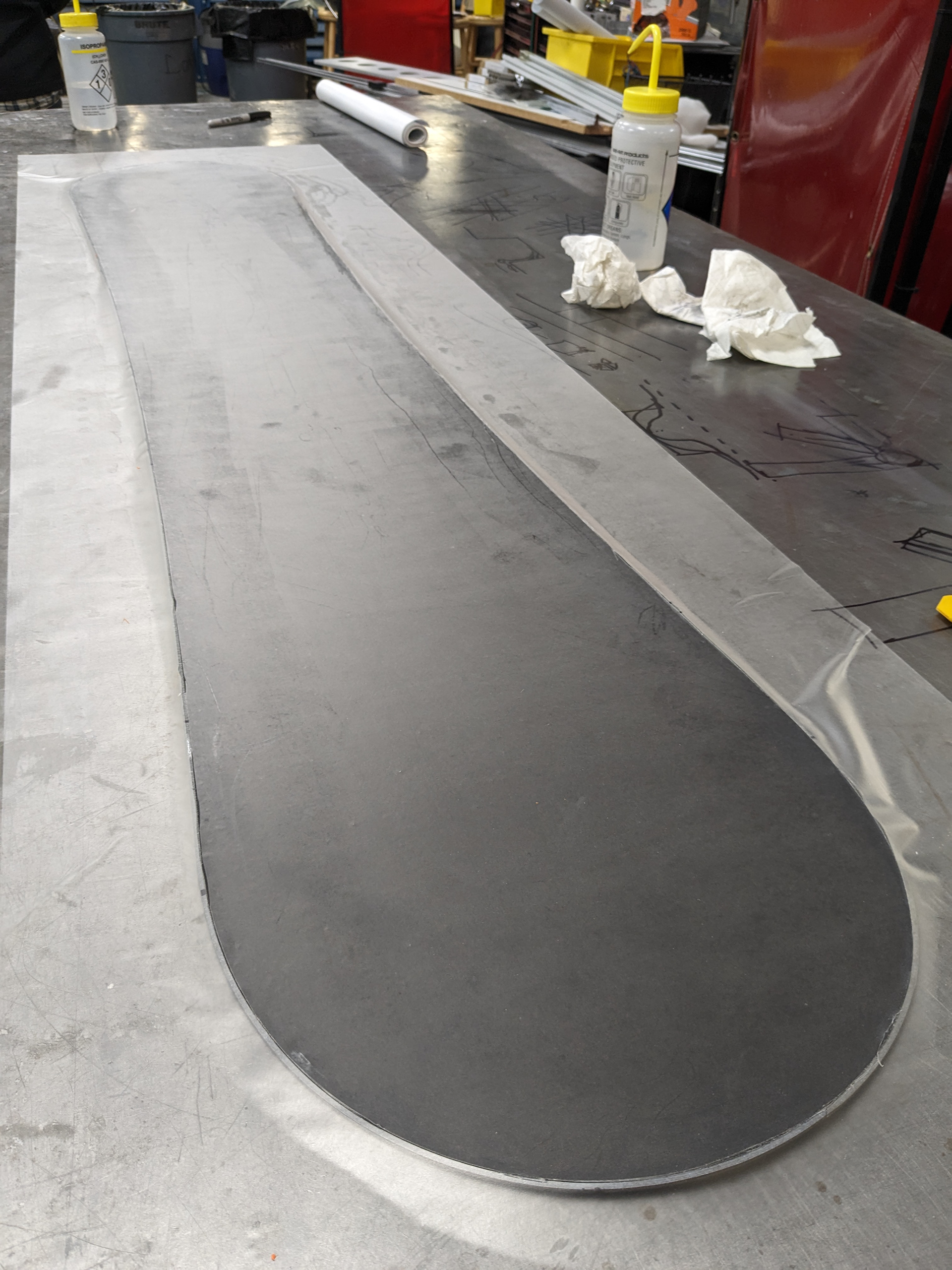 Plastic sheet to minimize the amount of epoxy getting on the base.