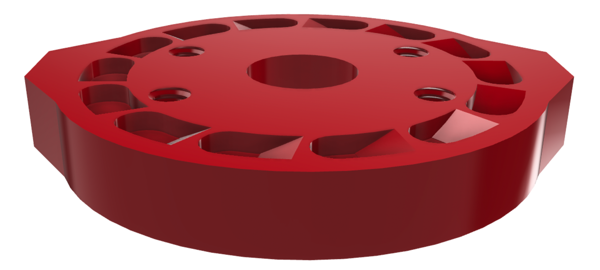 Dual actuator inset tooth disc with threaded guide rod holes