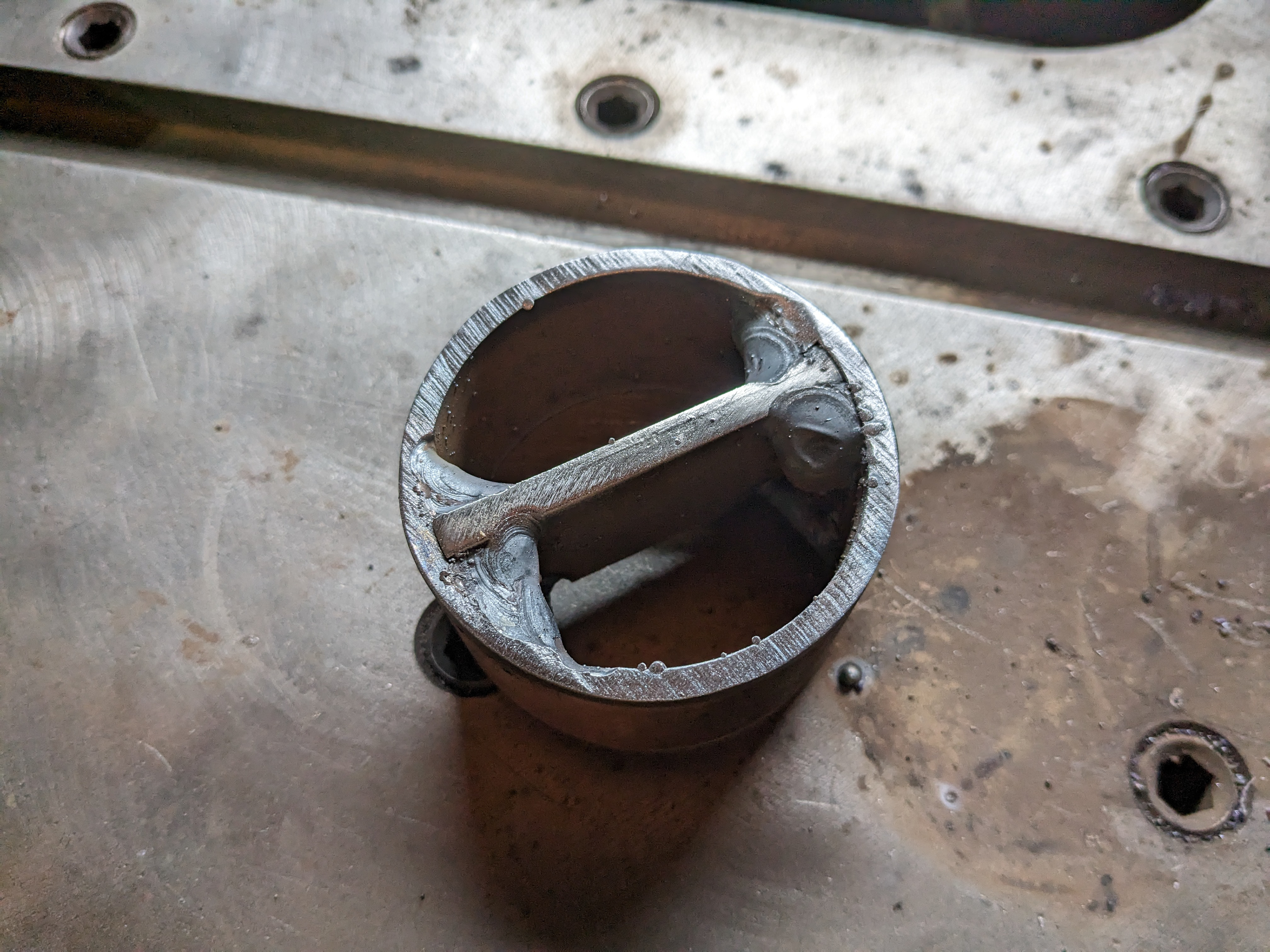 Welding in a support.