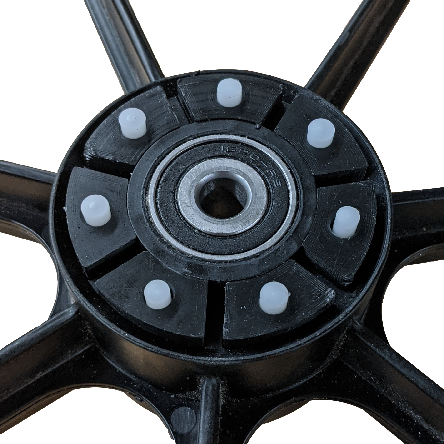 Closeup of hub and hub inserts