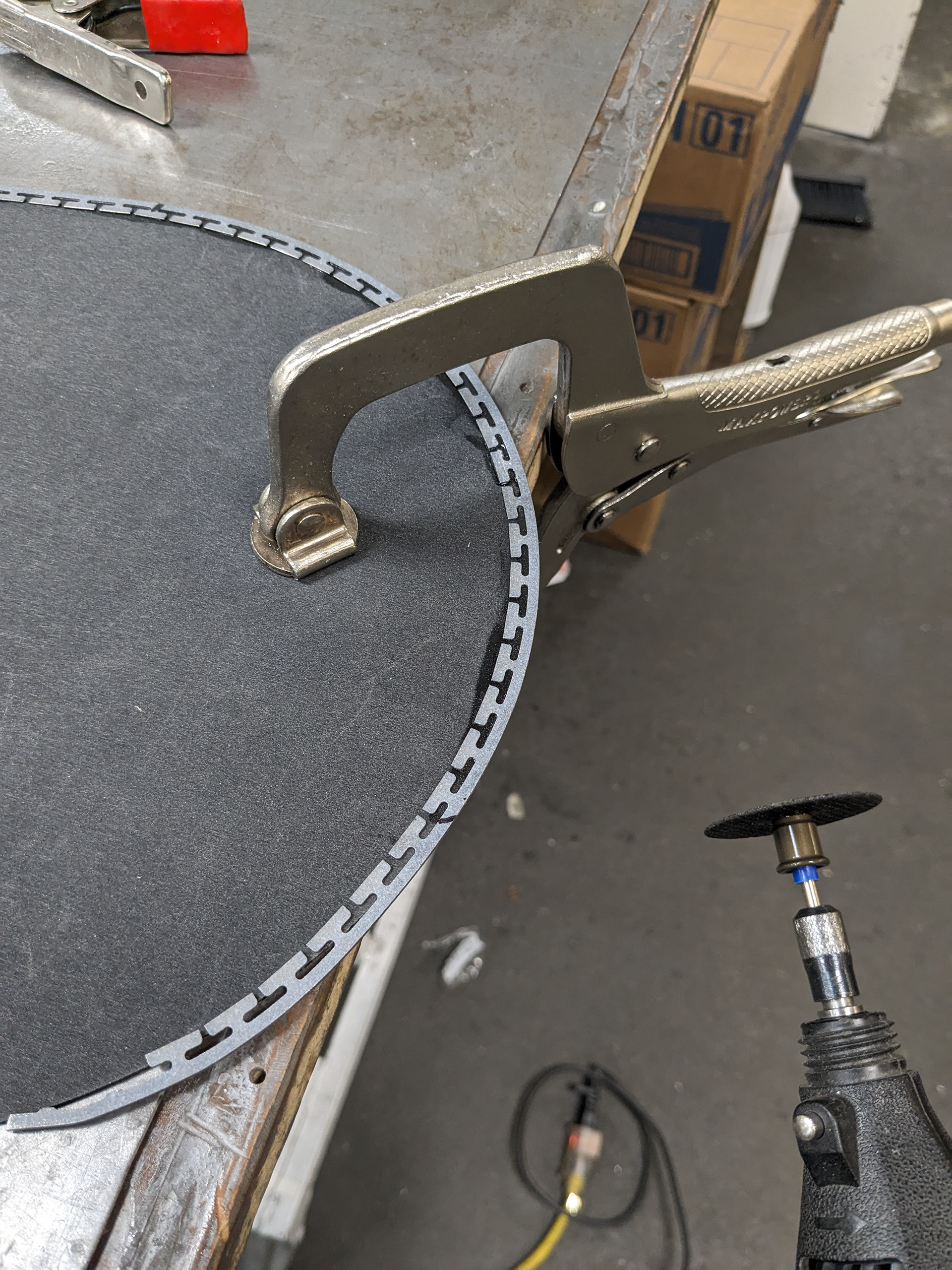 Gluing edges.