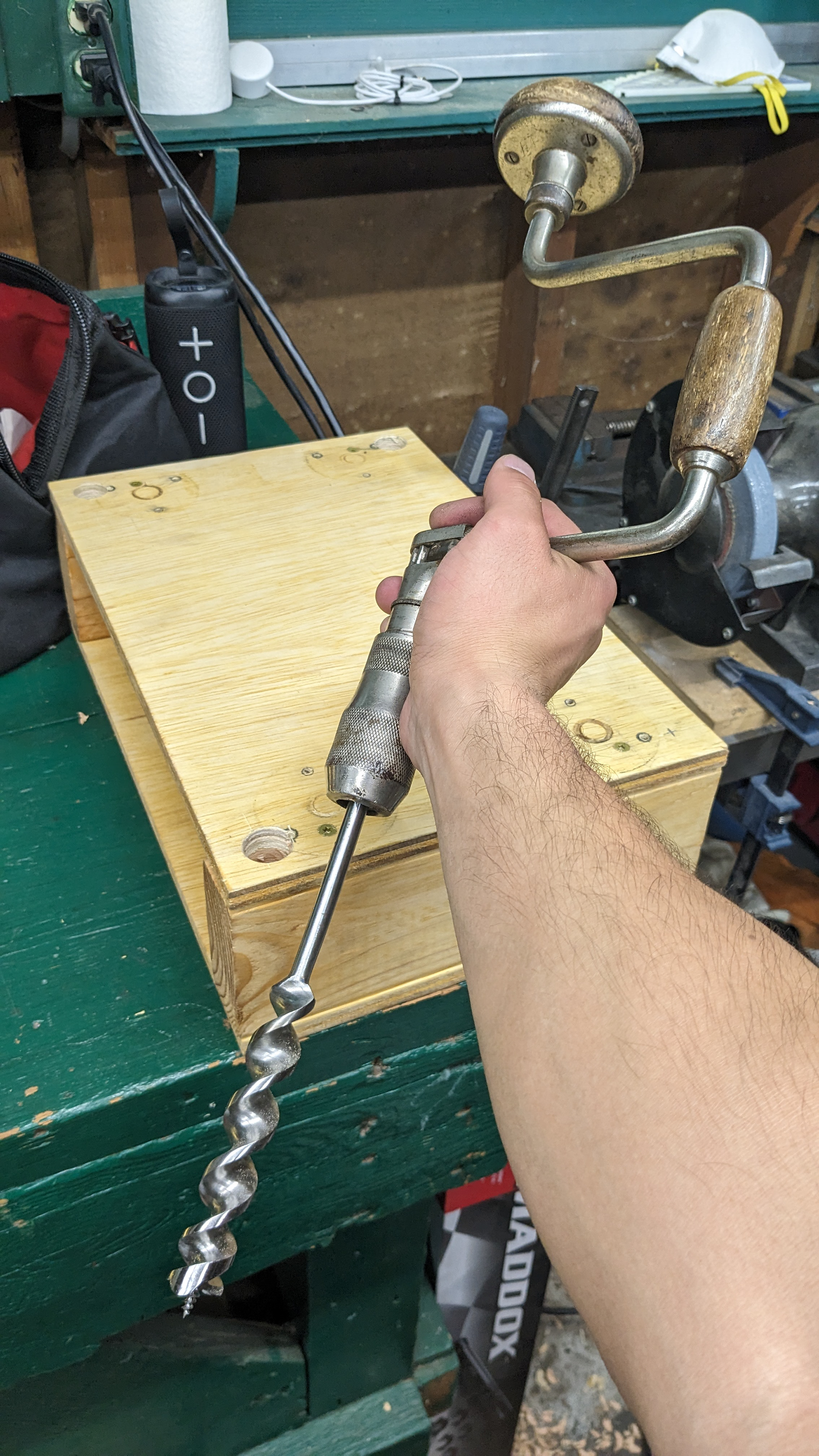 Hogging out holes instead with a bit-and-brace.