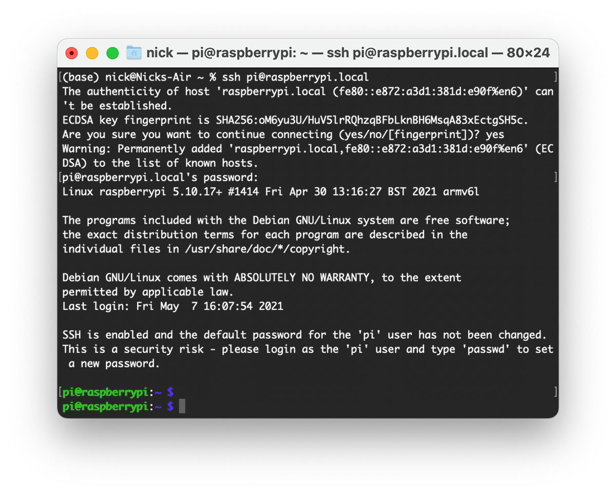 SSH-ing in successfully!