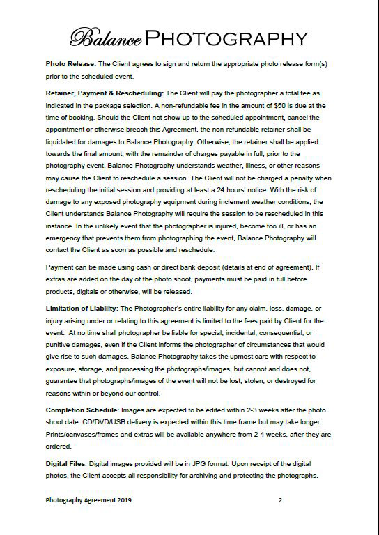 Photography Contract Pge 2.