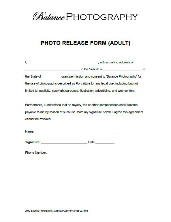 Adult Photo Release Form