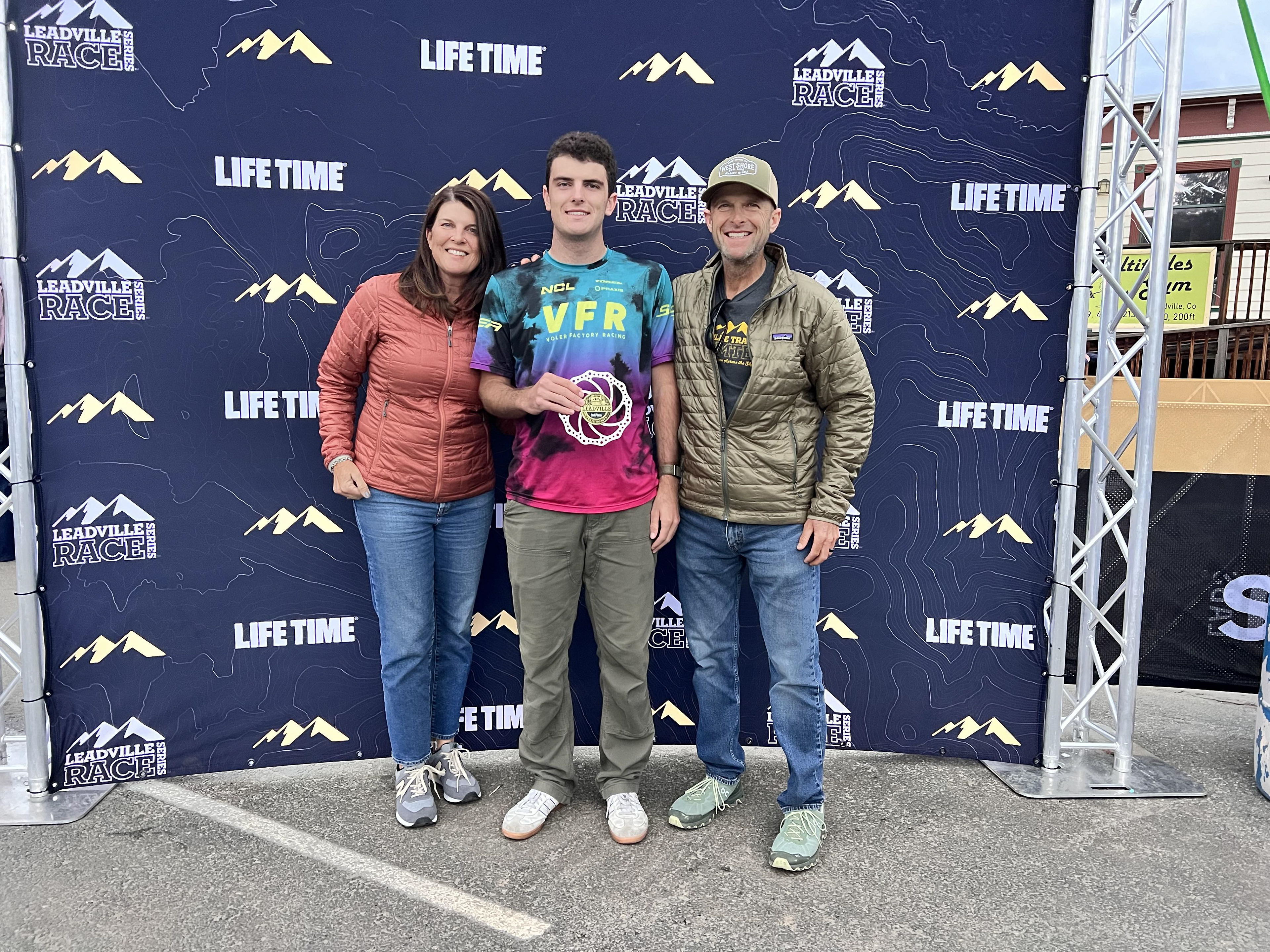 With the parents at Leadville 100 podium