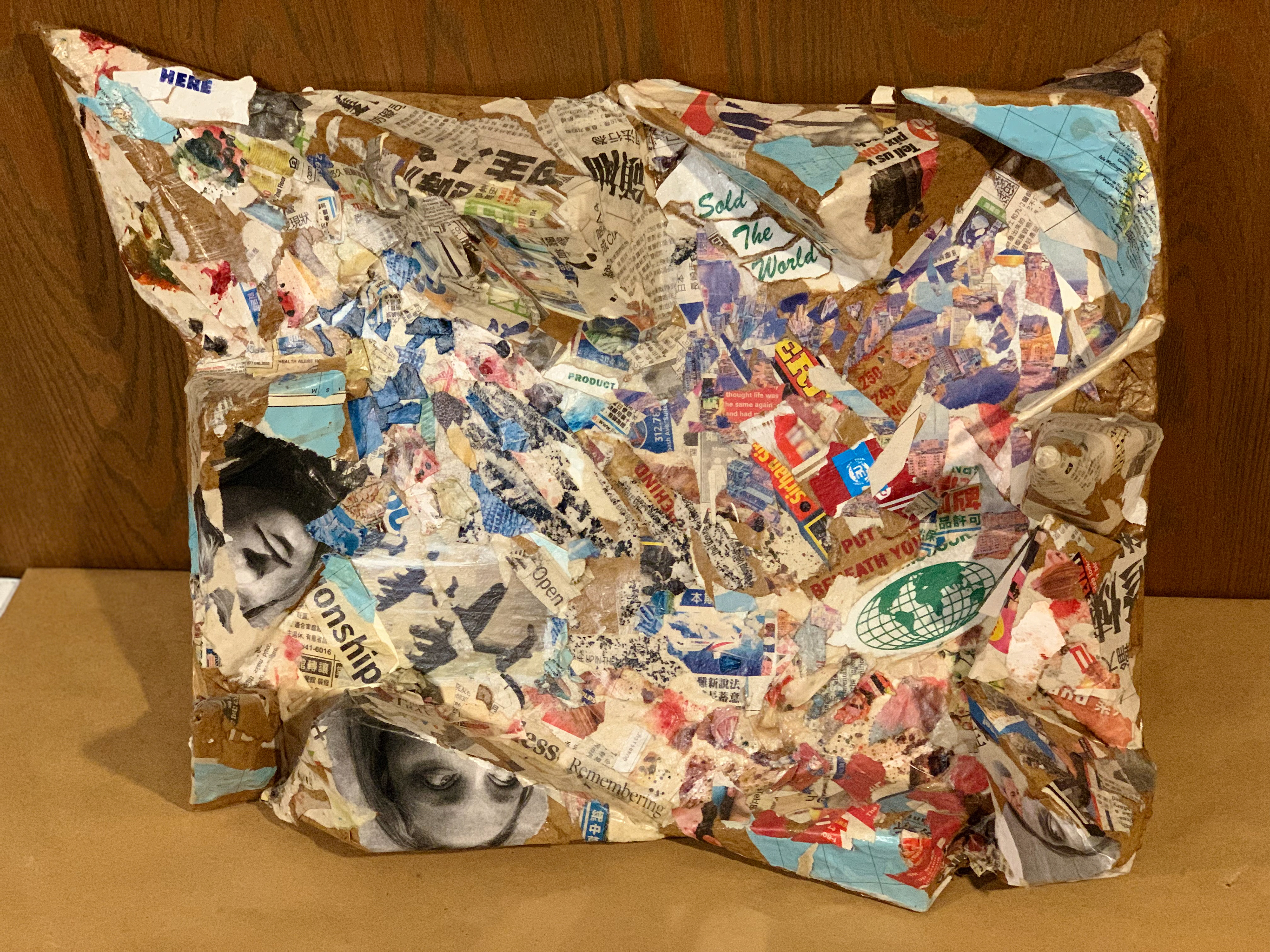 "Sold the World" – Paper Collage, Mirrors and Cardboard – 2018 – $250