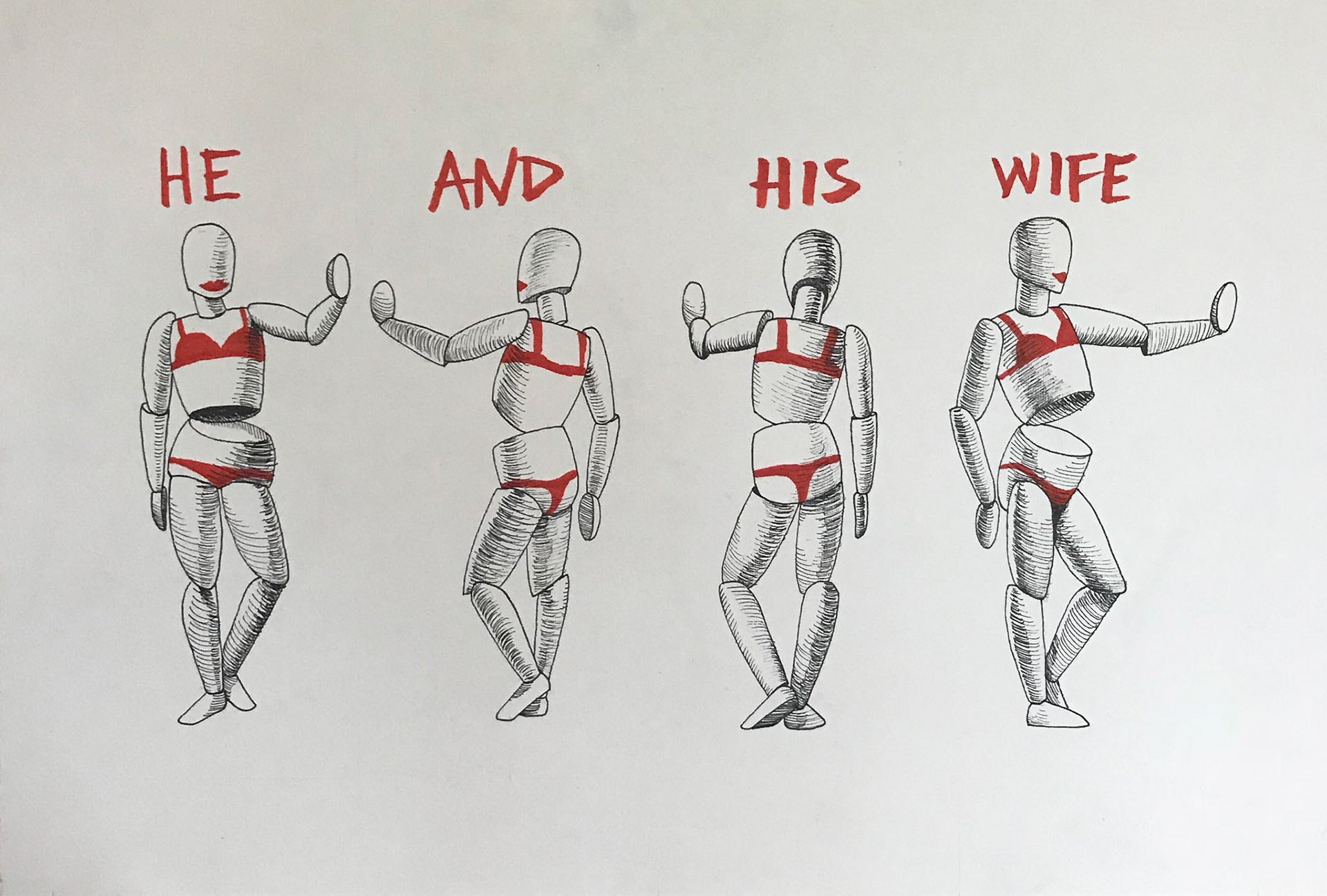 He and His Wife - Pen and Marker on Paper