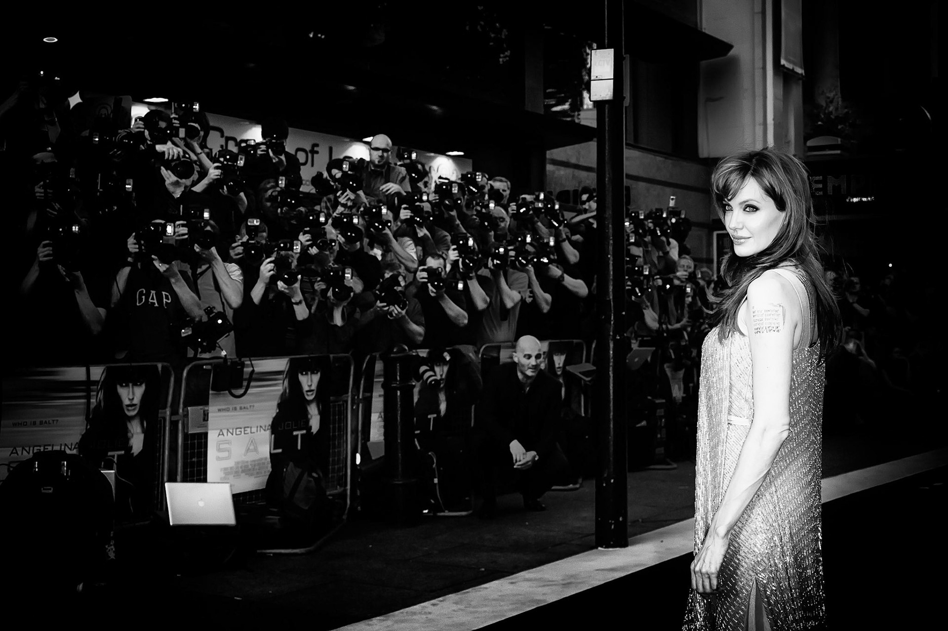 Angelina Jolie poses for photographers at the UK Premiere of SALT at The Empire Leicester Square, London, 16th August 2010. Picture by Julie Edwards