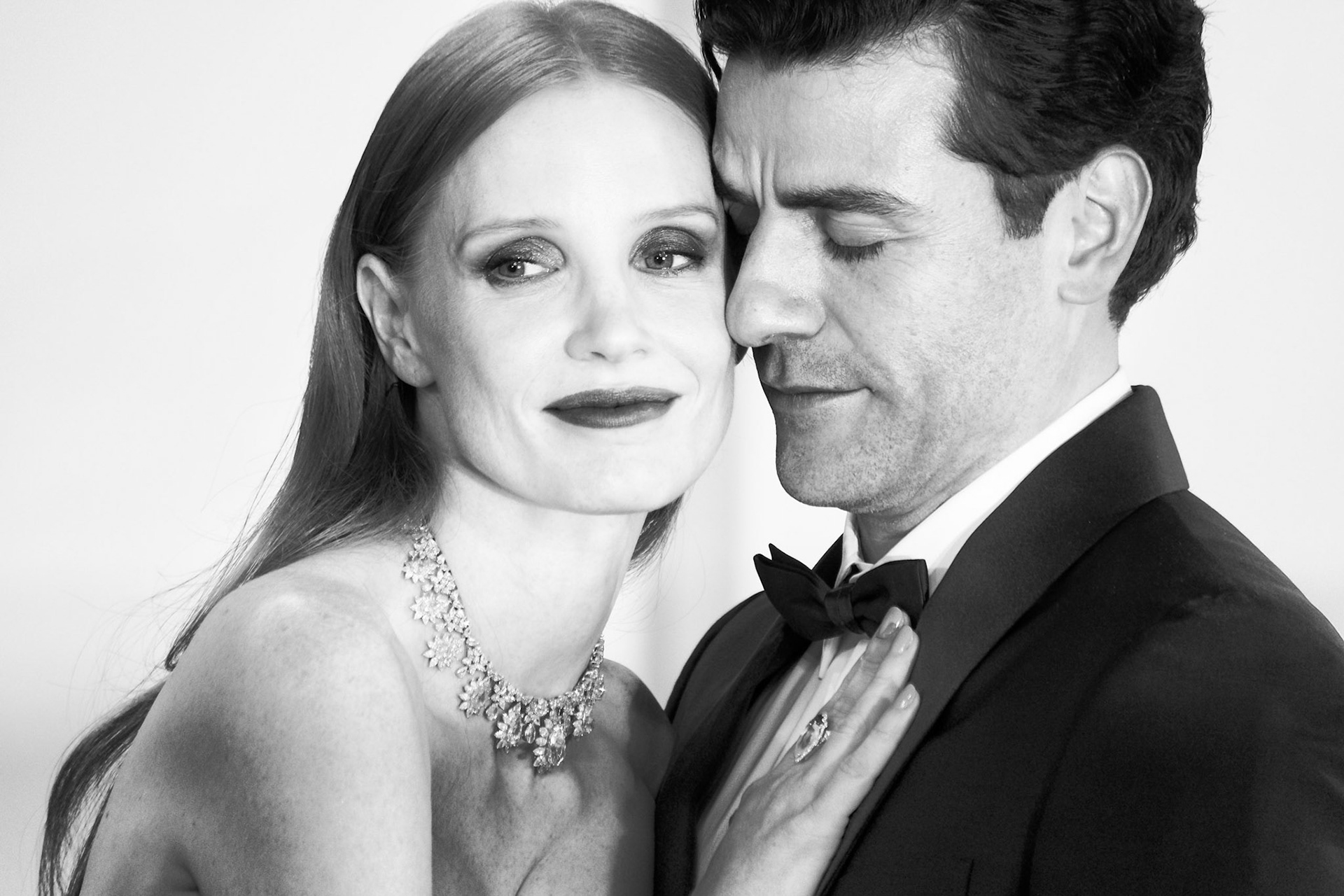 Jessica Chastain and Oscar Isaac    poses on the red carpet for     during the 78th Venice International Film Festival on Saturday 4 September 2021 at The Palazzo del Cinema  _, Lido di Venezia, Venice  \. . Editors Note: Image has been converted to Monochrome.  Picture by Julie Edwards/LFI/Avalon. All usages must be credited Julie Edwards/LFI/Avalon.