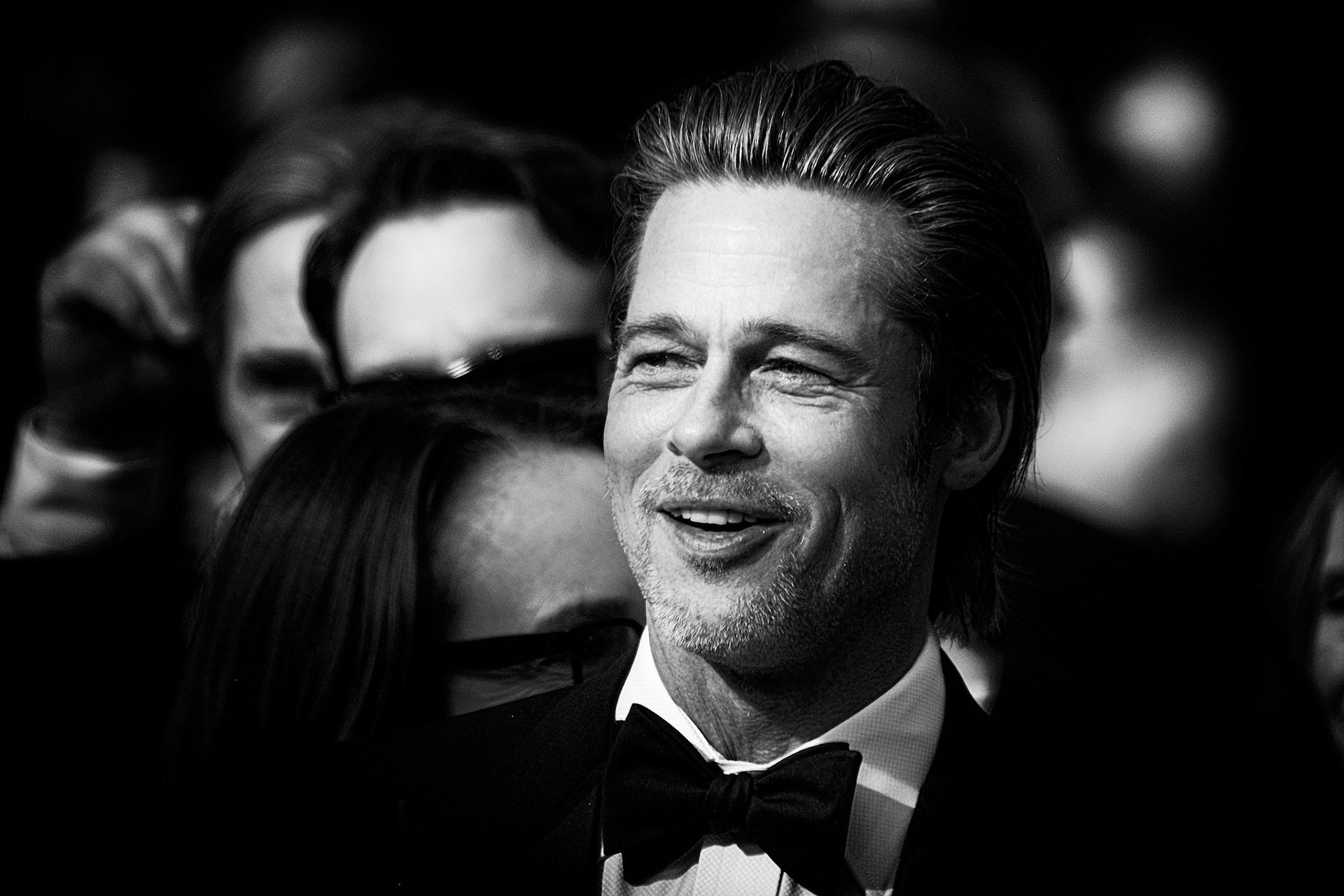 Brad Pitt waits to walk  on the red carpet for Once Upon a Time In... Hollywood Premiere  on Tuesday 21 May 2019 at the 72nd Festival de Cannes, Palais des Festivals, Cannes. Pictured: Brad Pitt. Editors Note: This image as been converted to monochrome. Picture by Julie Edwards/LFI/Avalon. All usages must be credited Julie Edwards/LFI/Avalon. All usages must be credited Julie Edward