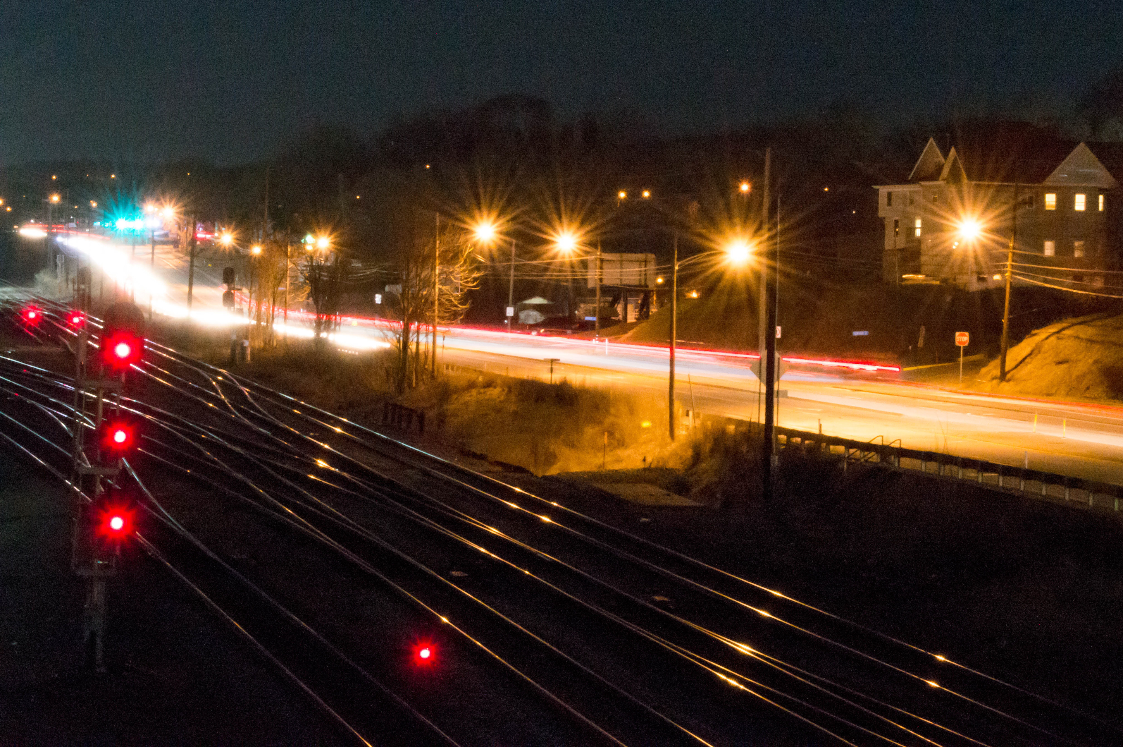 Railway at night
