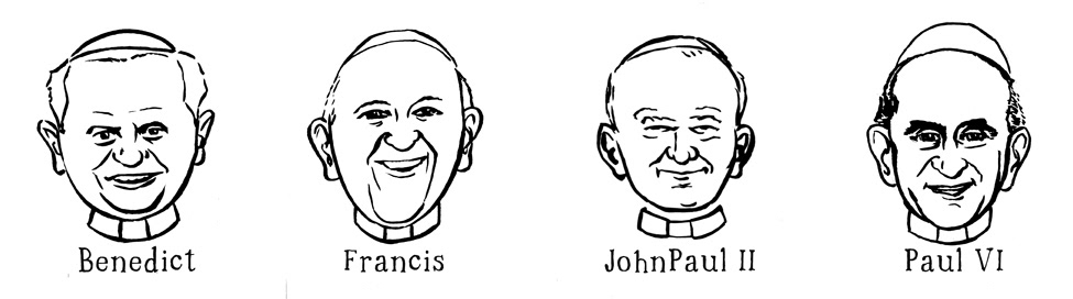 Popes: commission for buttons/magnets