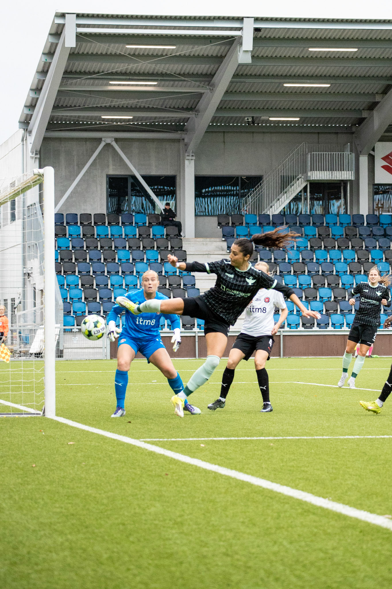 Danish National Team Player Nadia Nadim attacking against the goal of FC Midtjylland