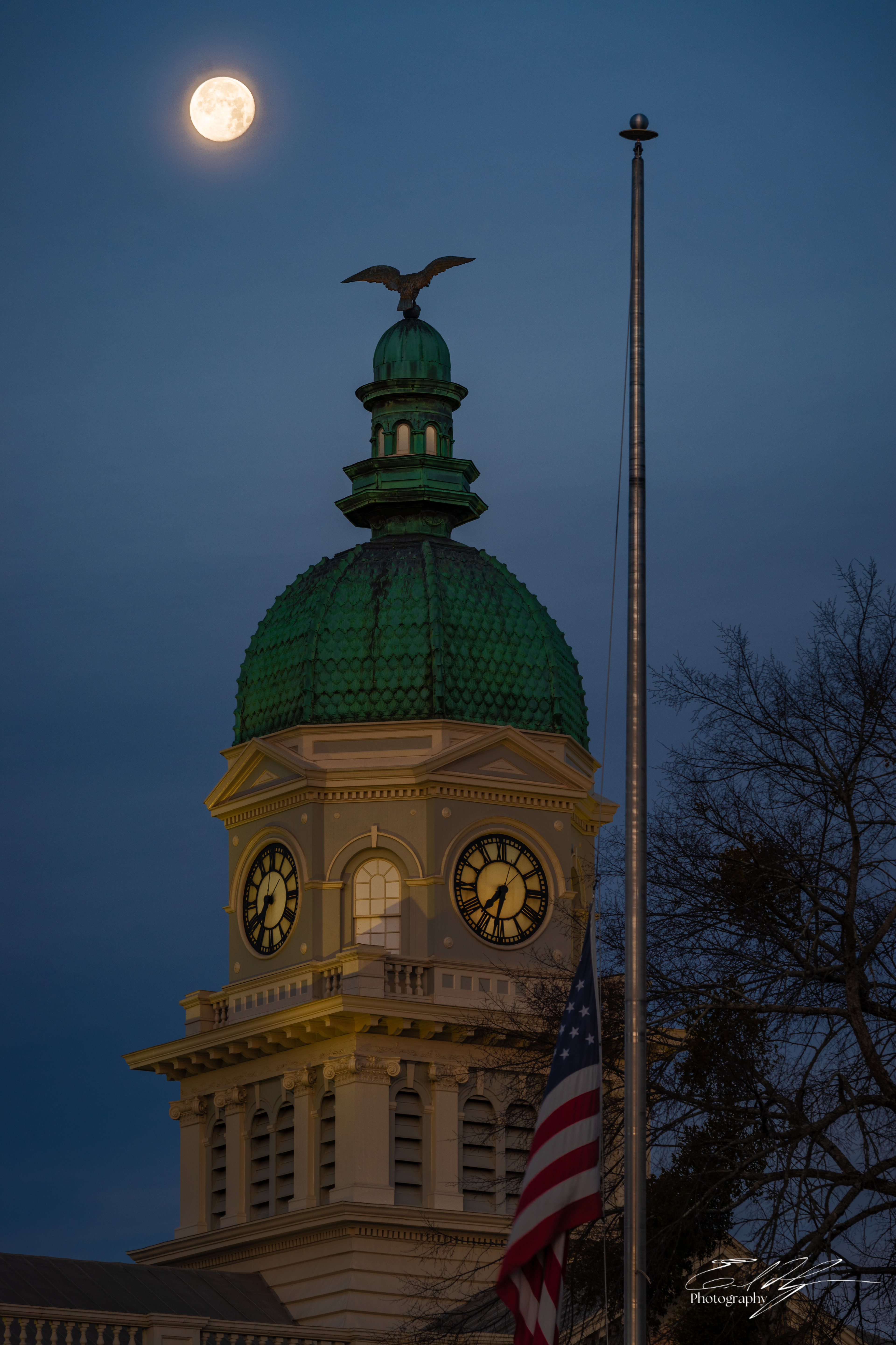 Moonset Over City Hall January 2025   I
