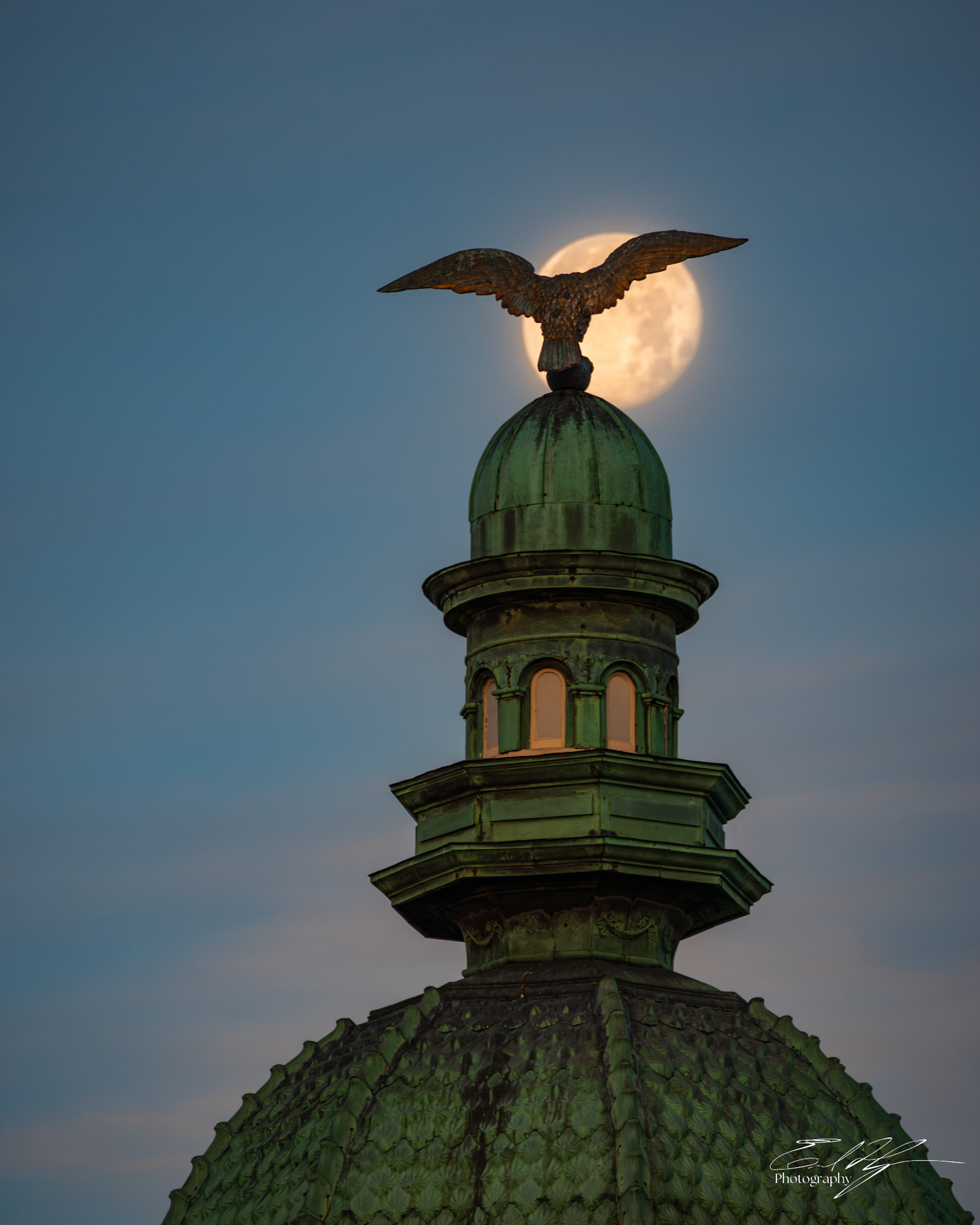 Moonset Over City Hall January 2025   II