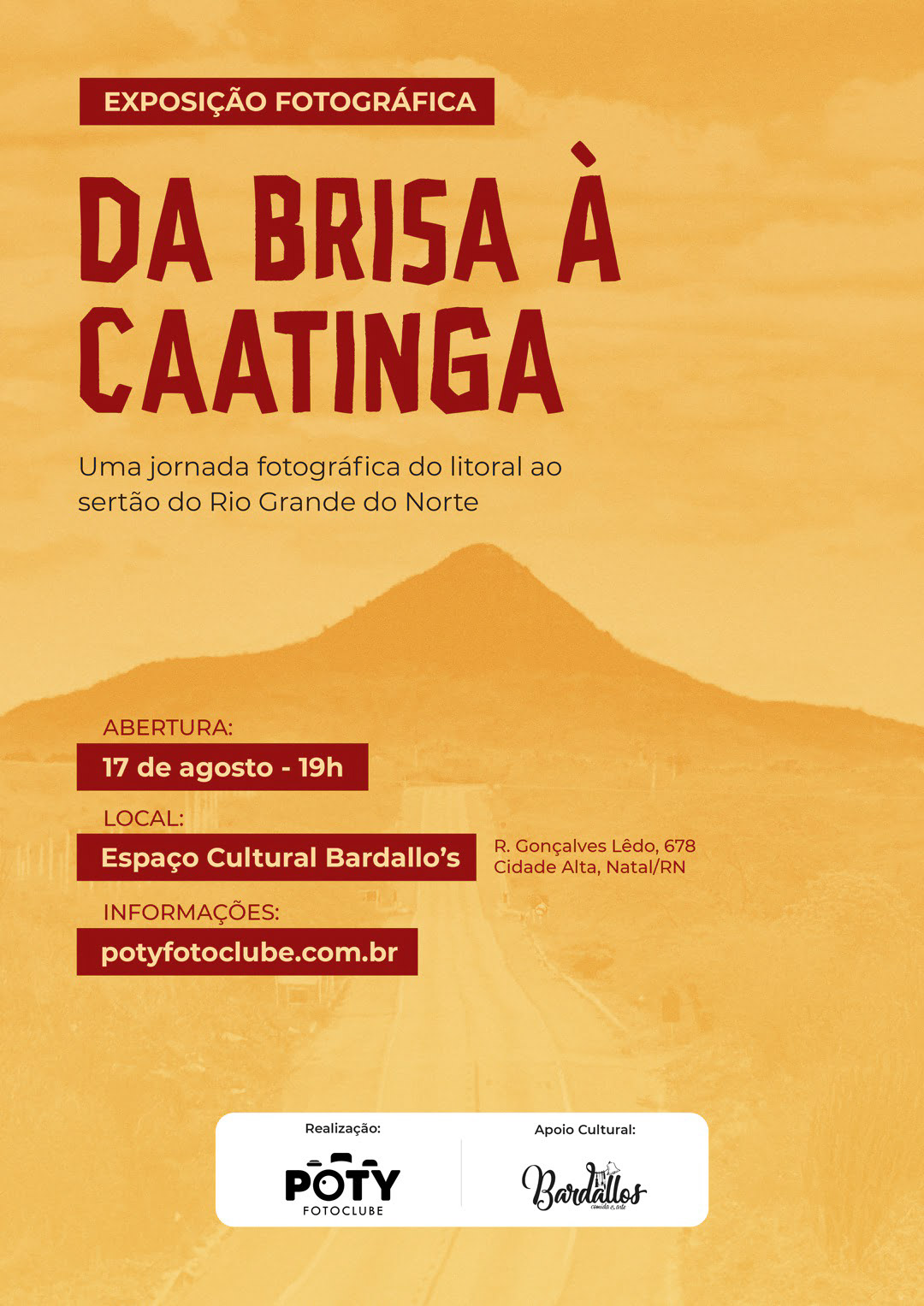 cartaz com informações sobre a exposição fotográfica da brisa à caatinga