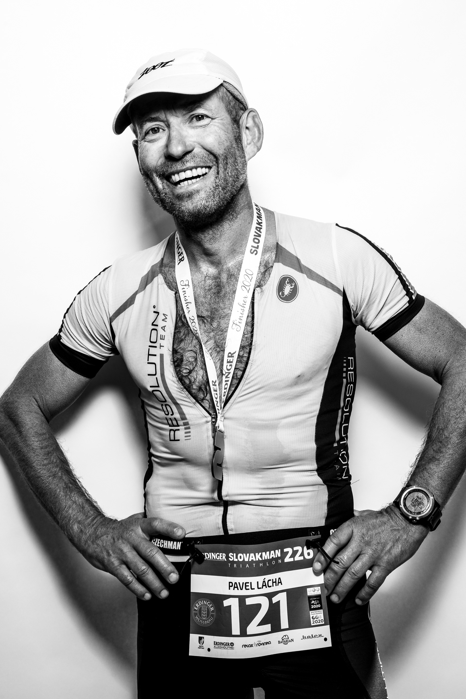 "Face of Endorphines" project - portraits of Ironman triathlon finishers right at the finish line