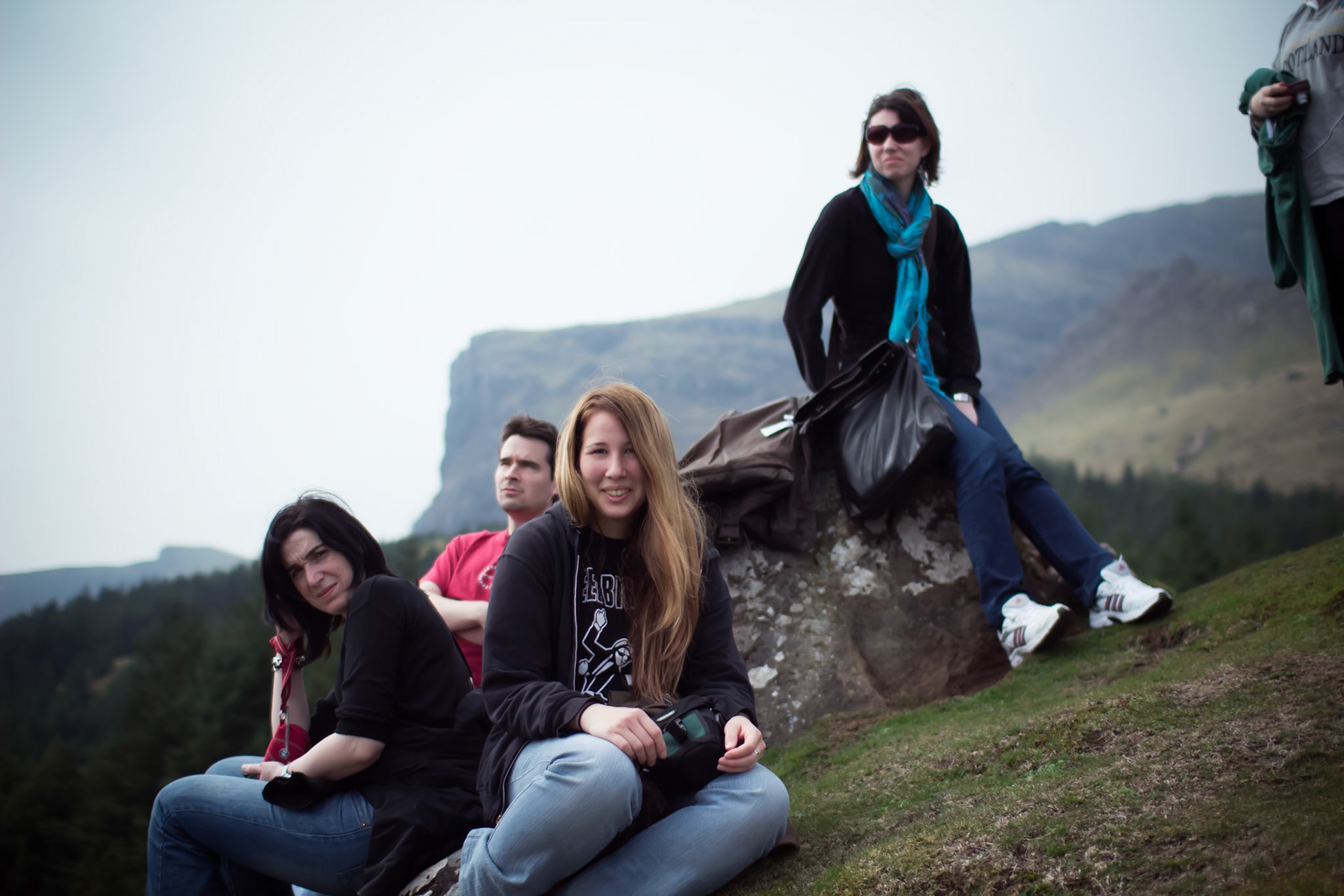 Resting after the "wee walk" up the "a little steep" hill