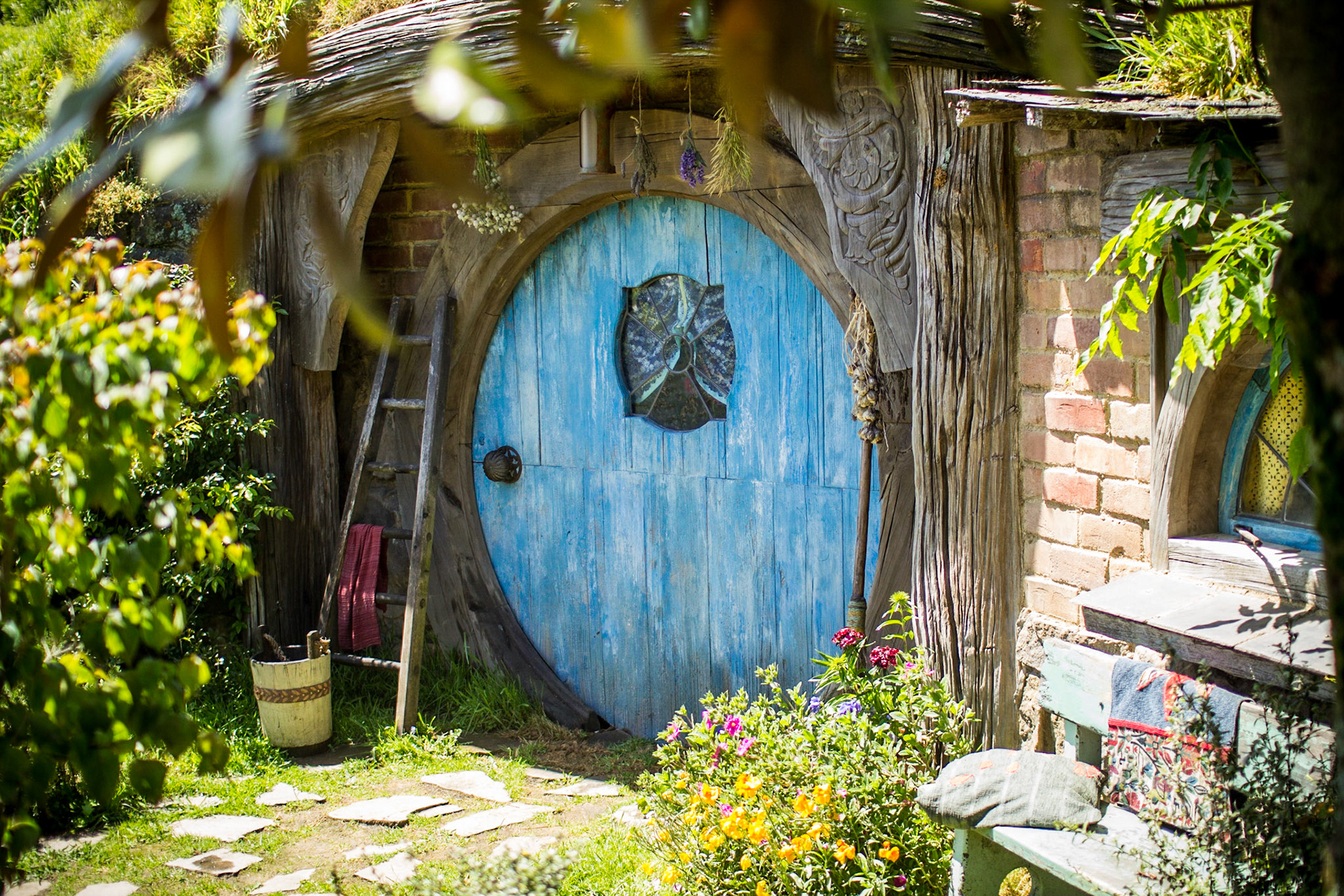 Hobbit hole with blue door