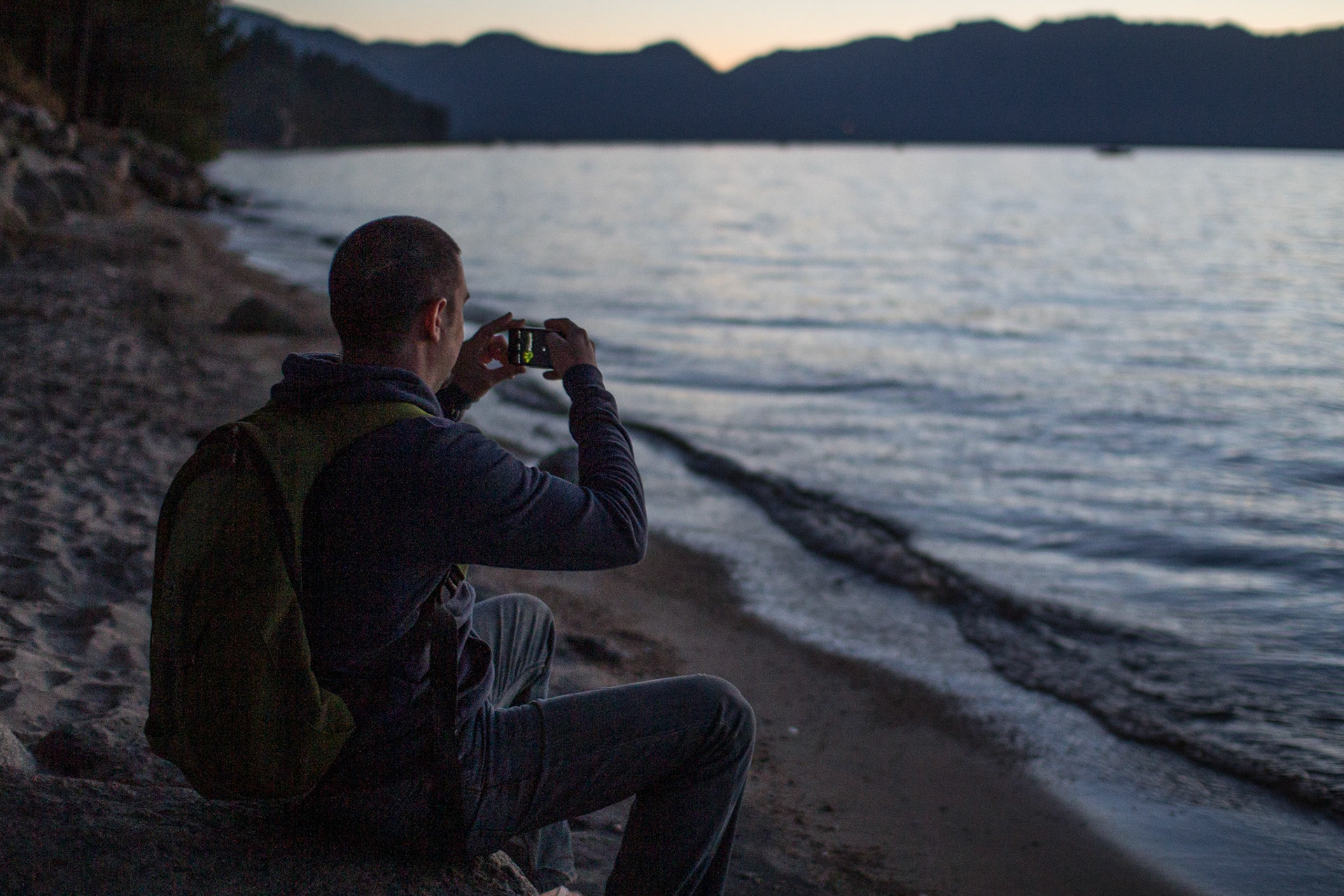 Mike taking photos at Lake Tahoe