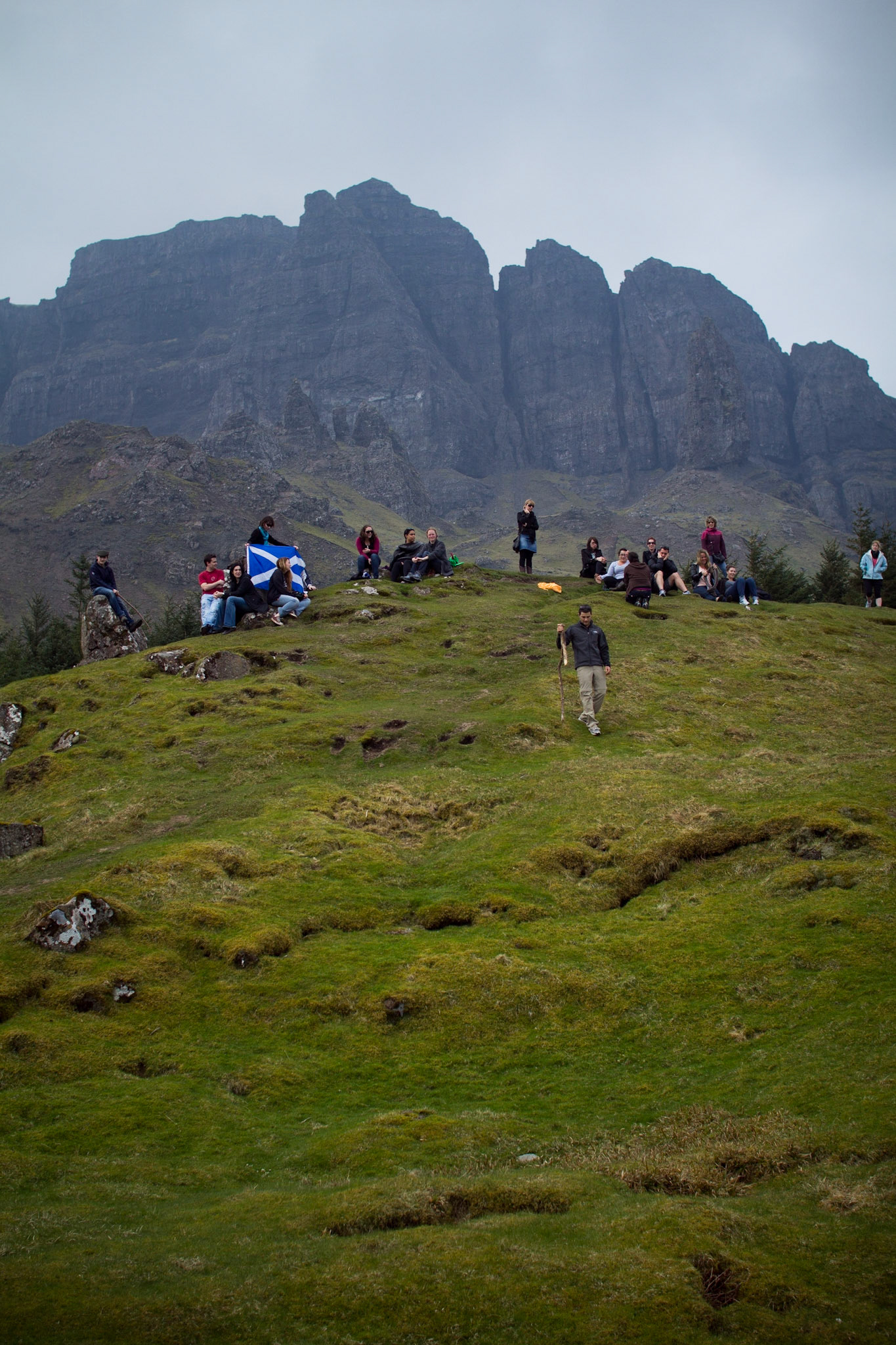 Resting after the "wee walk" up the "a little steep" hill