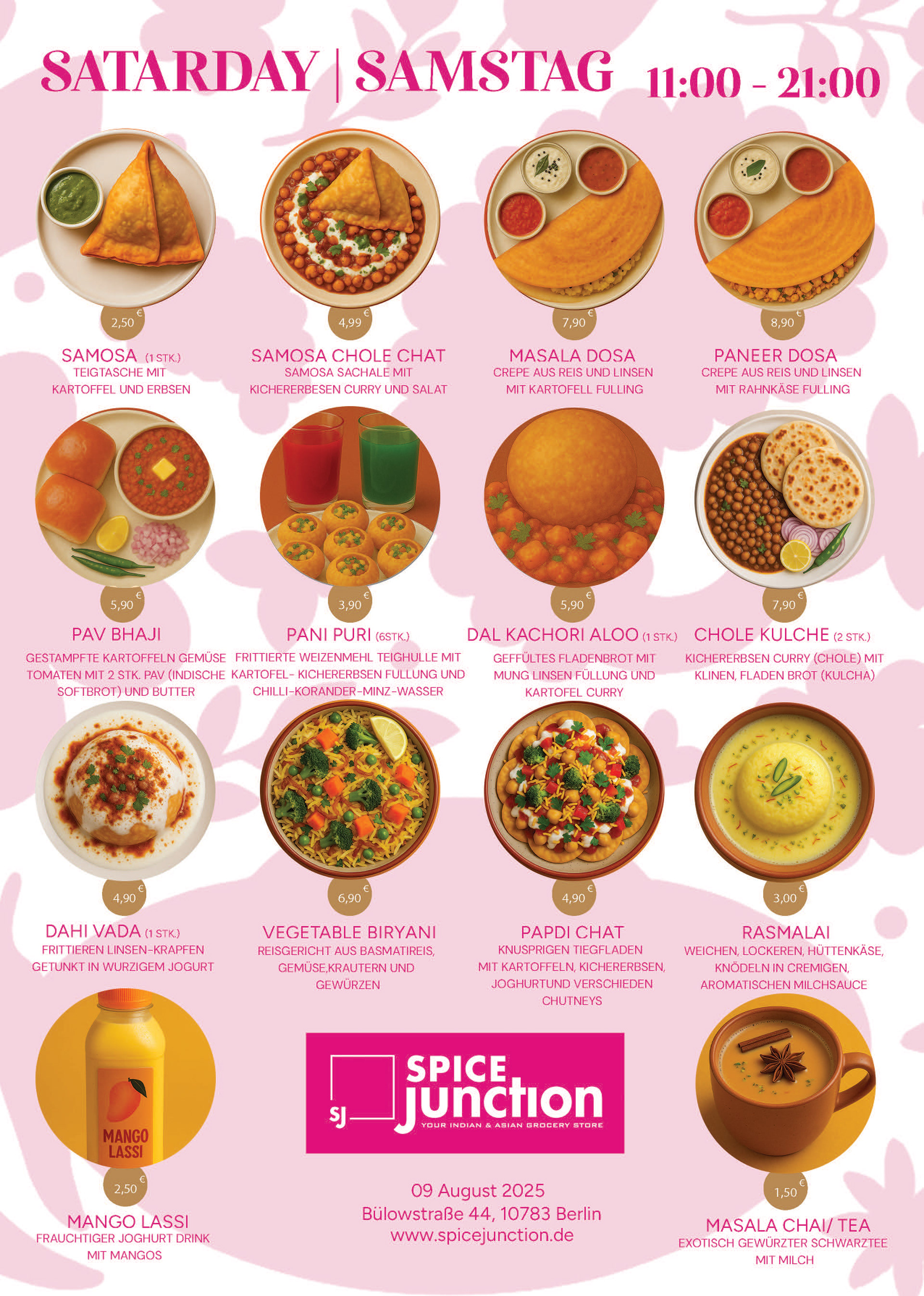 Spice Junction Saturday Menu