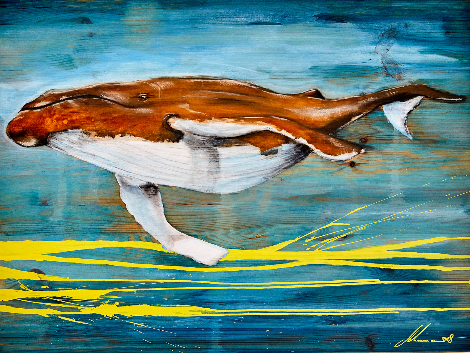 Buckelwal // Acryl auf Holz // 2018