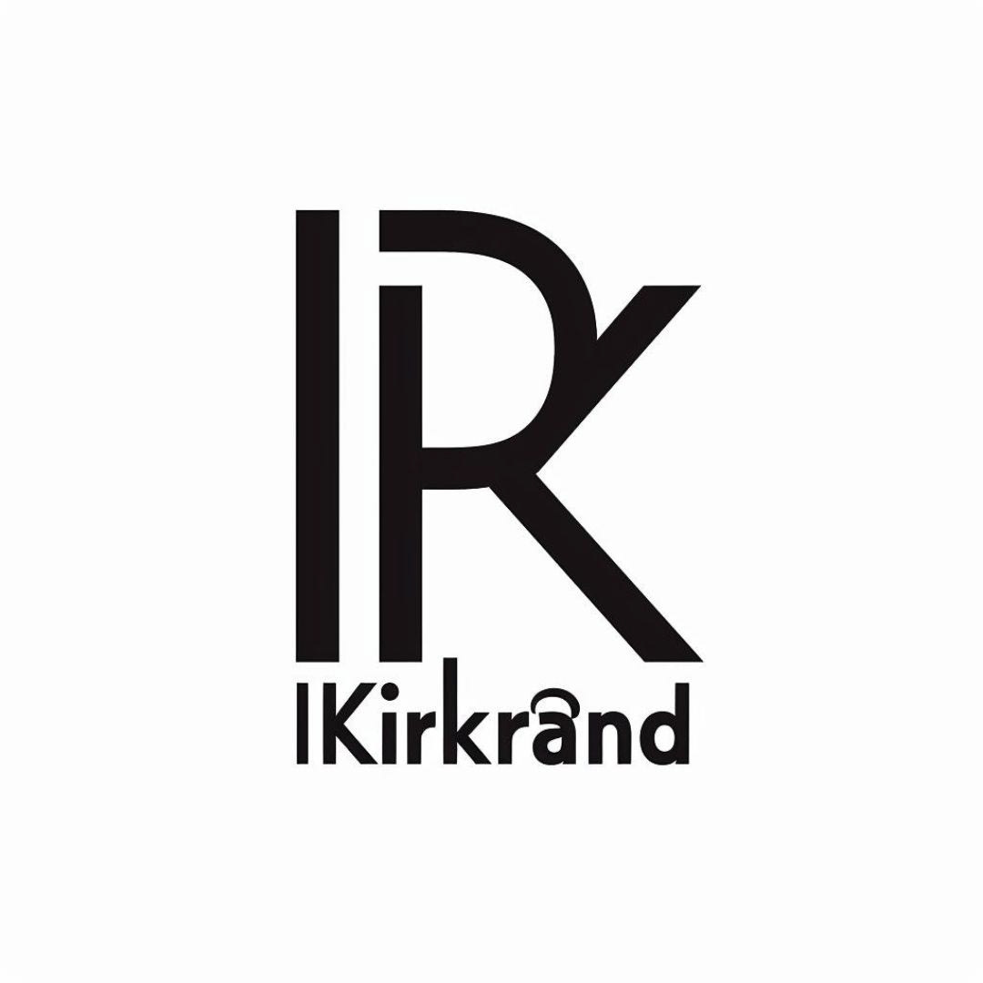 Create a logo font for an insurance company, called "Badr Kirkrand" The typeface is sans-serif. White background and black letters.